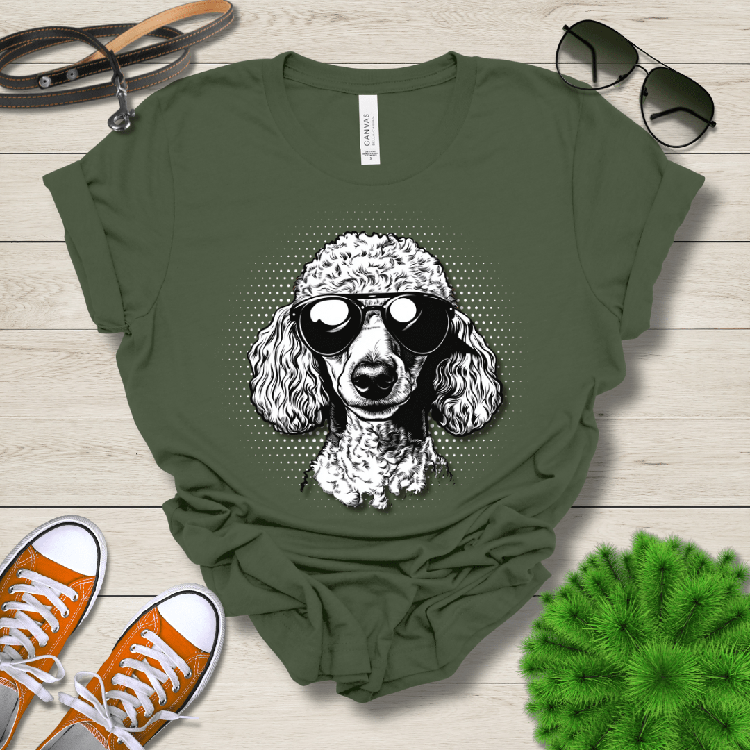 T-Shirt Military Green / S Poodle Top Dog Cool Dog with Sunglasses Premium Unisex Tee --reallyintothat