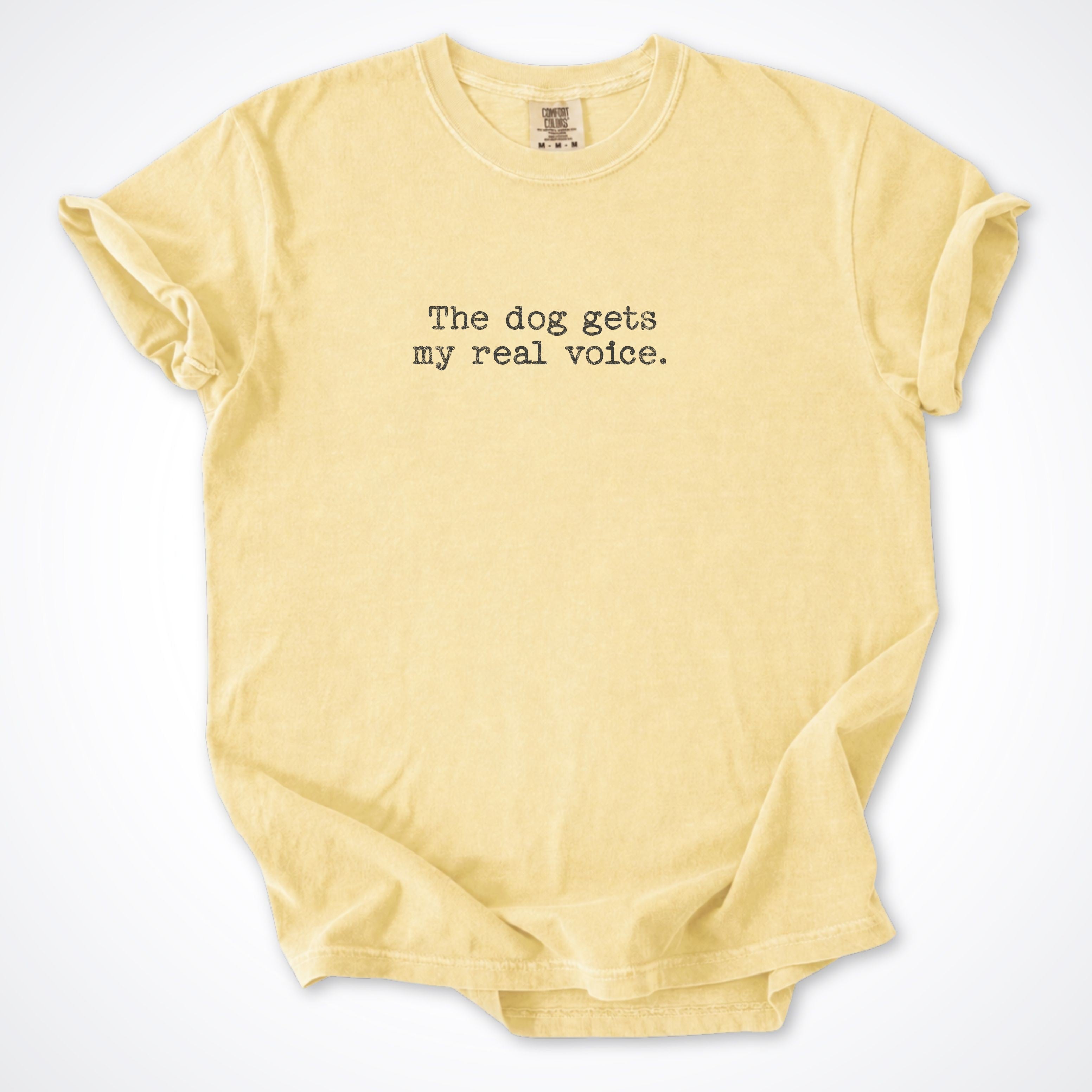 The Dog Gets My Real Voice. Premium T-Shirt