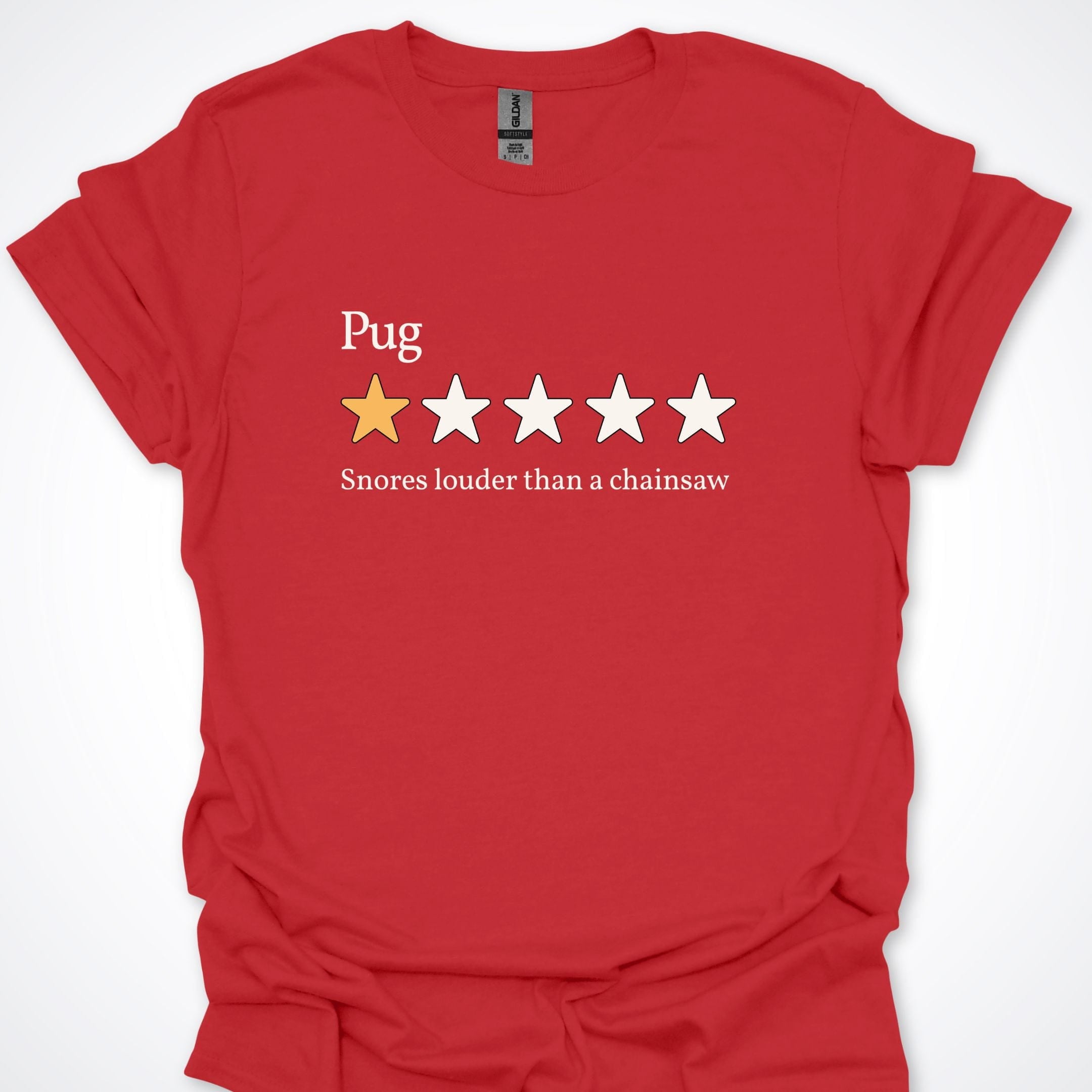 T-Shirt Red / S Pug One Star Review Premium Unisex T-Shirt ReallyintoDogs