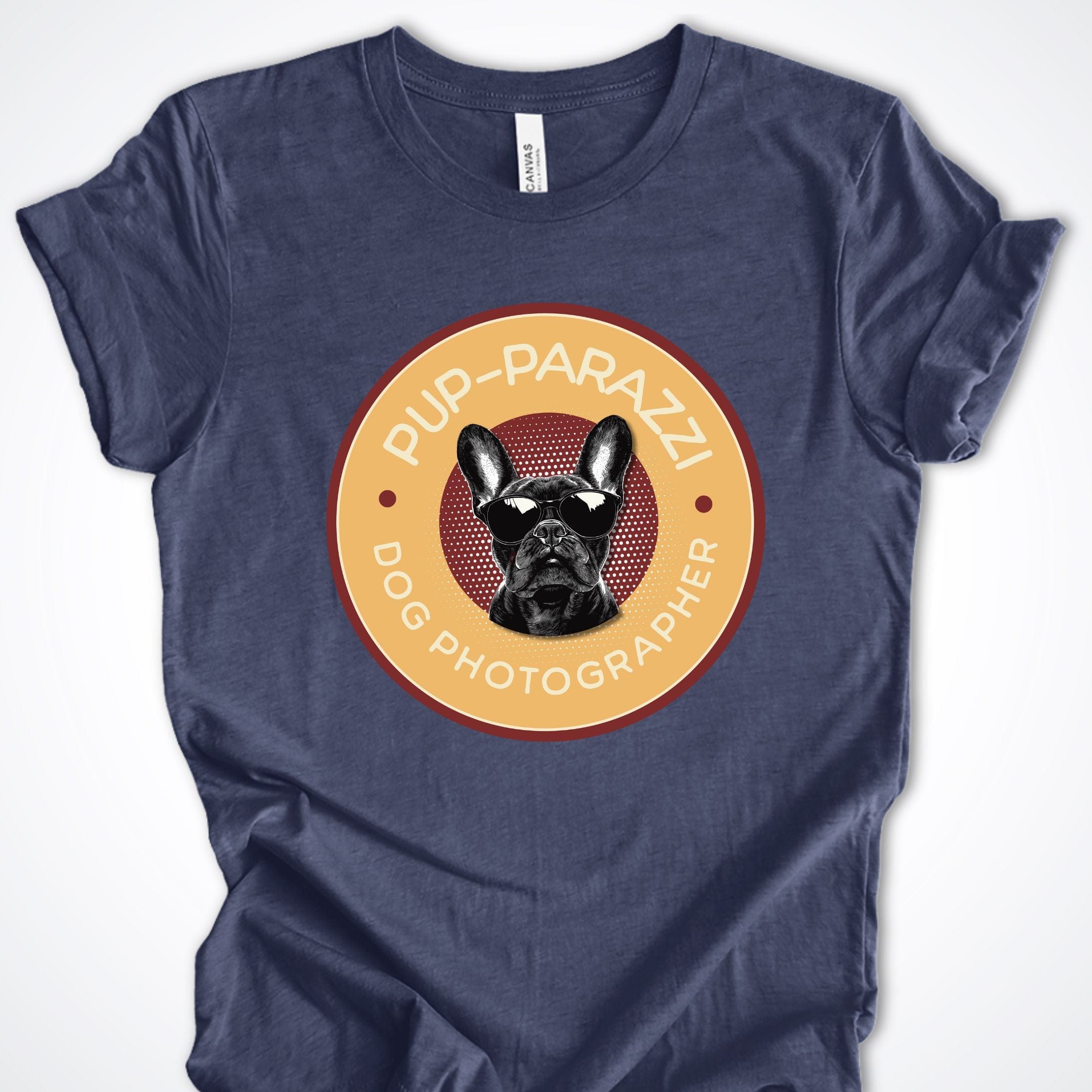 T-Shirt Heather Navy / S Pup-parazzi Bulldog Premium Unisex T-Shirt ReallyintoDogs