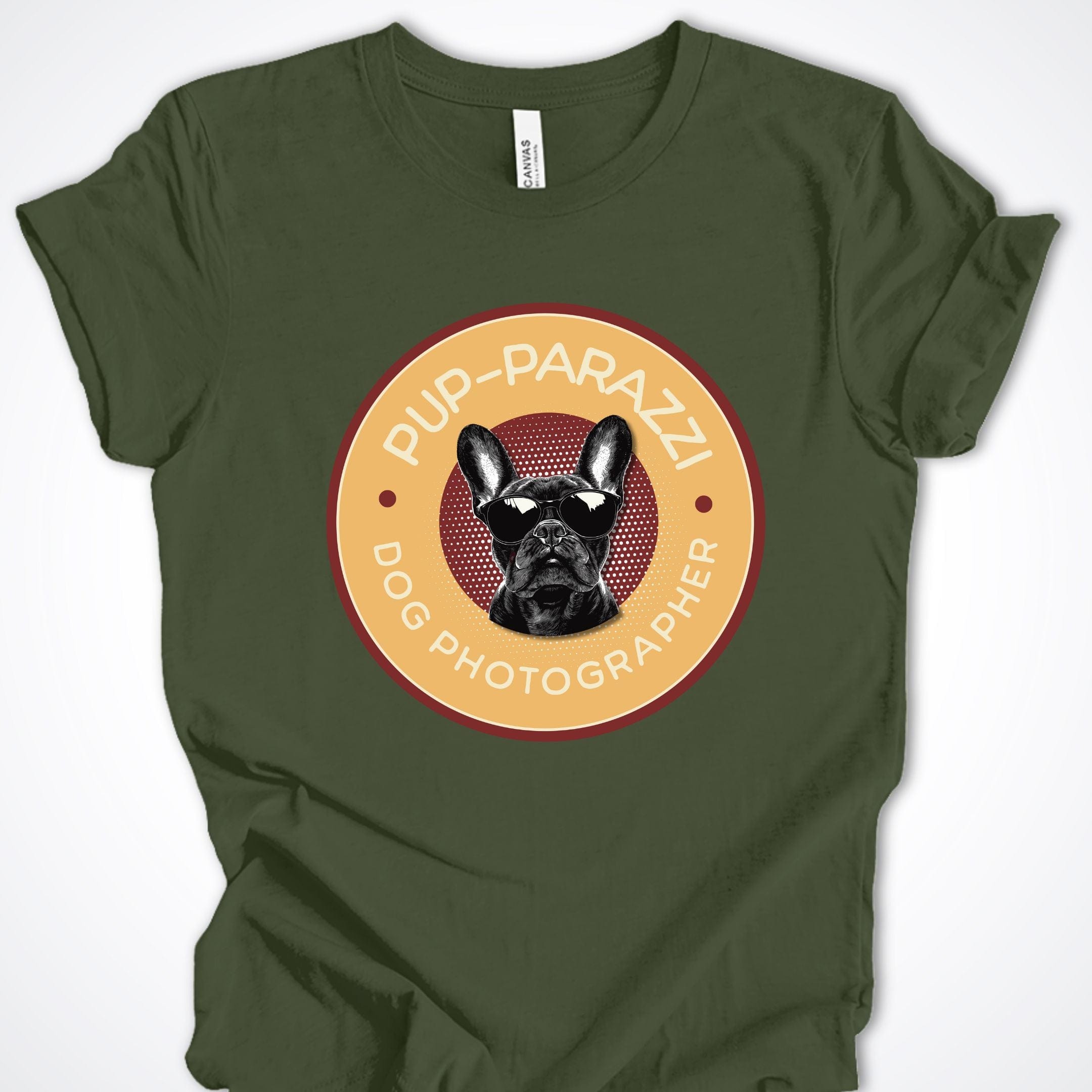 T-Shirt Military Green / S Pup-parazzi Bulldog Premium Unisex T-Shirt ReallyintoDogs