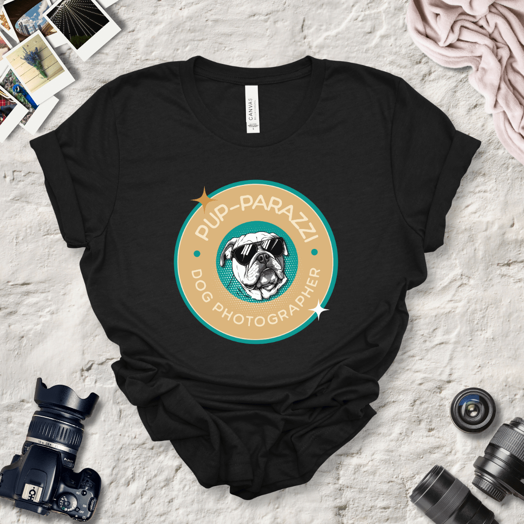 T-Shirt Black Heather / S Pup-parazzi Bulldog Wearing Sunglasses Premium Unisex Tee - Fun Casual Wear for Dog Lovers --reallyintothat