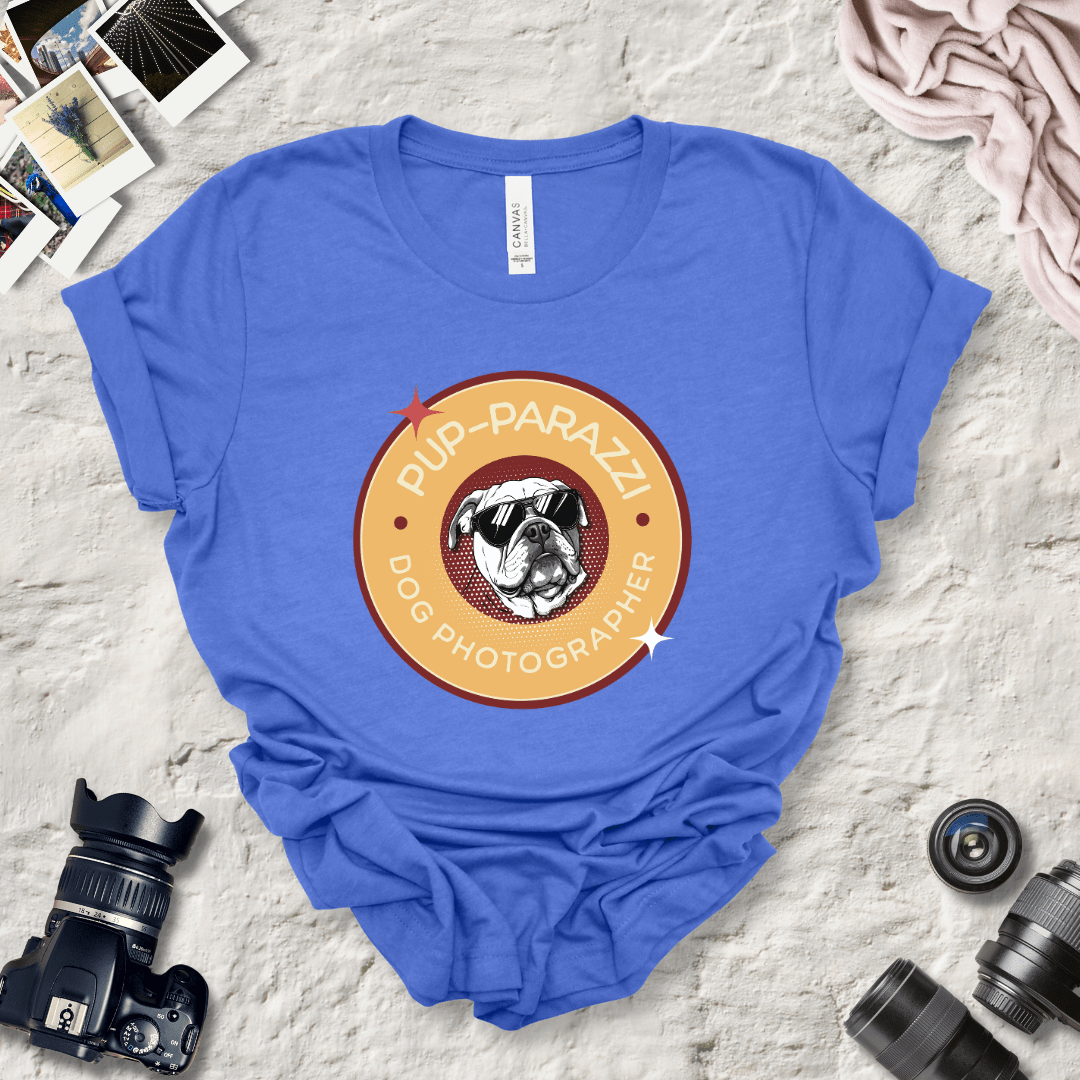 T-Shirt Heather True Royal / S Pup-parazzi Bulldog Wearing Sunglasses Premium Unisex Tee - Fun Casual Wear for Dog Lovers --reallyintothat