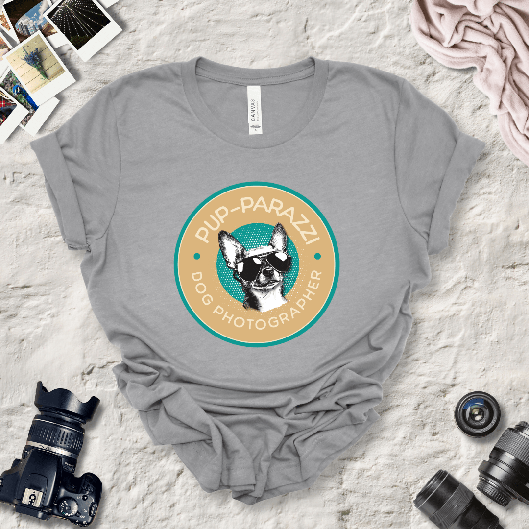 T-Shirt Athletic Heather / S Pup-parazzi Chihuahua Wearing Sunglasses Premium Unisex Tee - Fun Casual Wear for Dog Lovers --reallyintothat