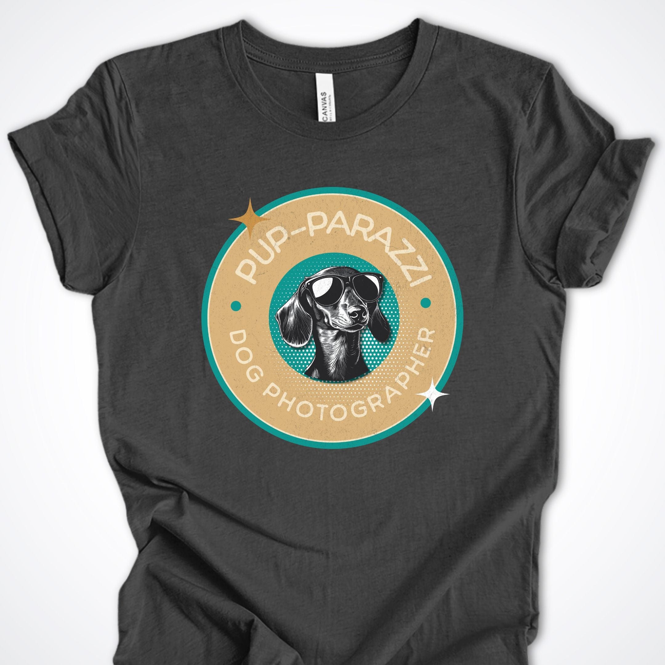 T-Shirt Dark Grey Heather / S Pup-parazzi Dachshund Premium Unisex T-Shirt ReallyintoDogs