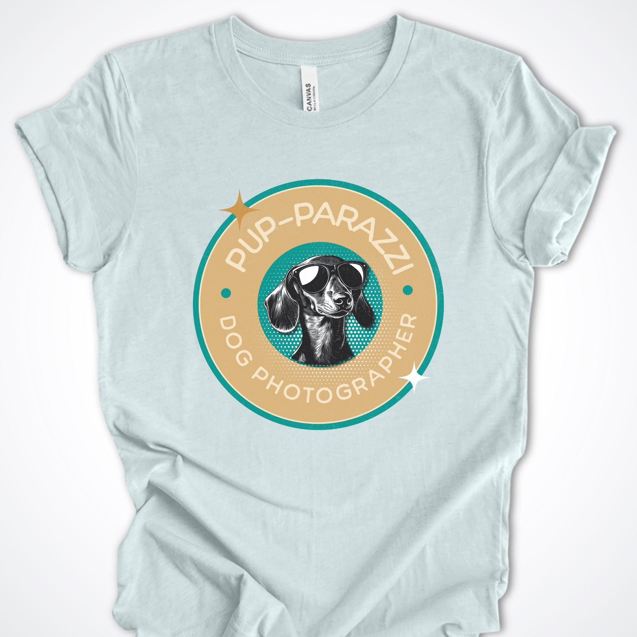 T-Shirt Heather Ice Blue / S Pup-parazzi Dachshund Premium Unisex T-Shirt ReallyintoDogs