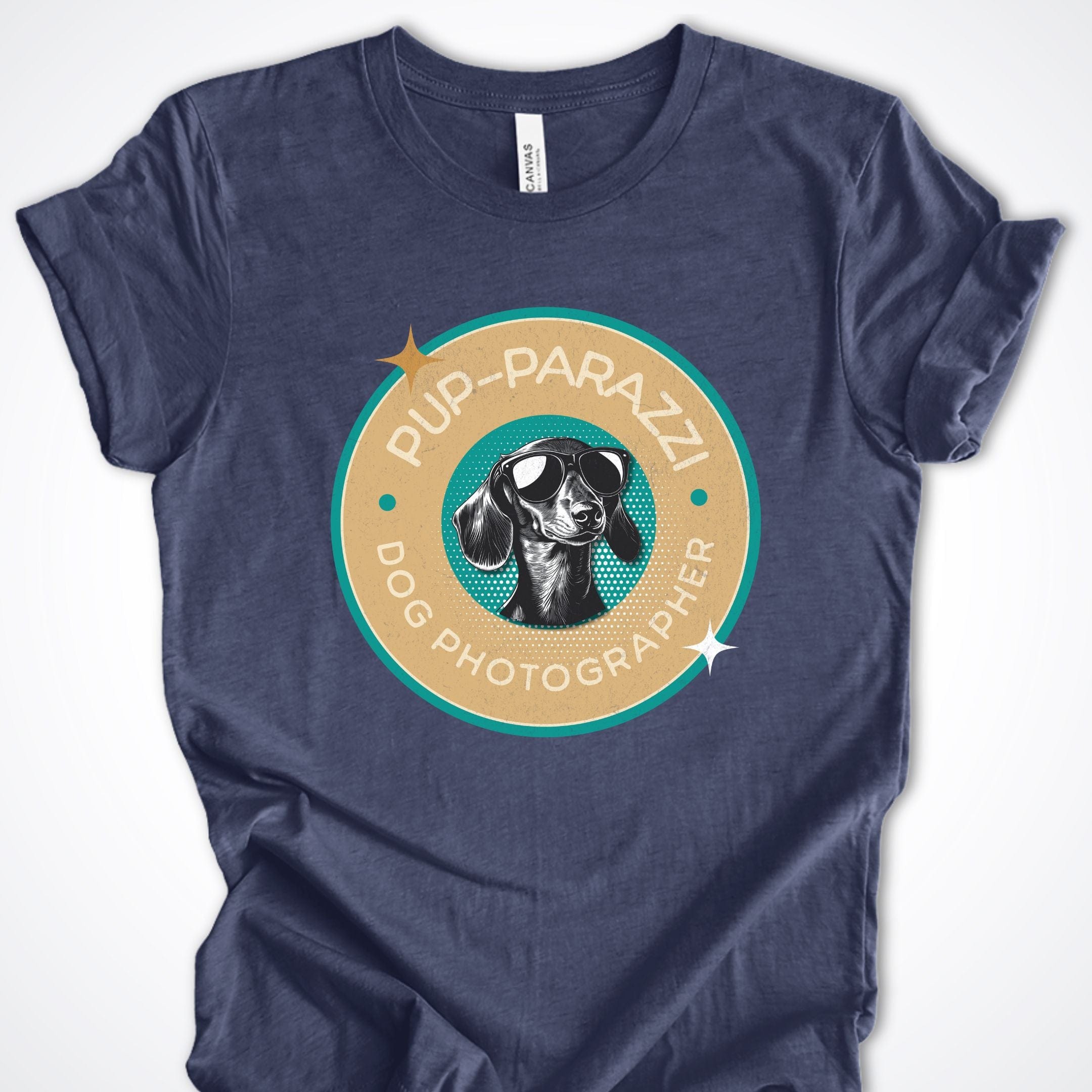 T-Shirt Heather Navy / S Pup-parazzi Dachshund Premium Unisex T-Shirt ReallyintoDogs