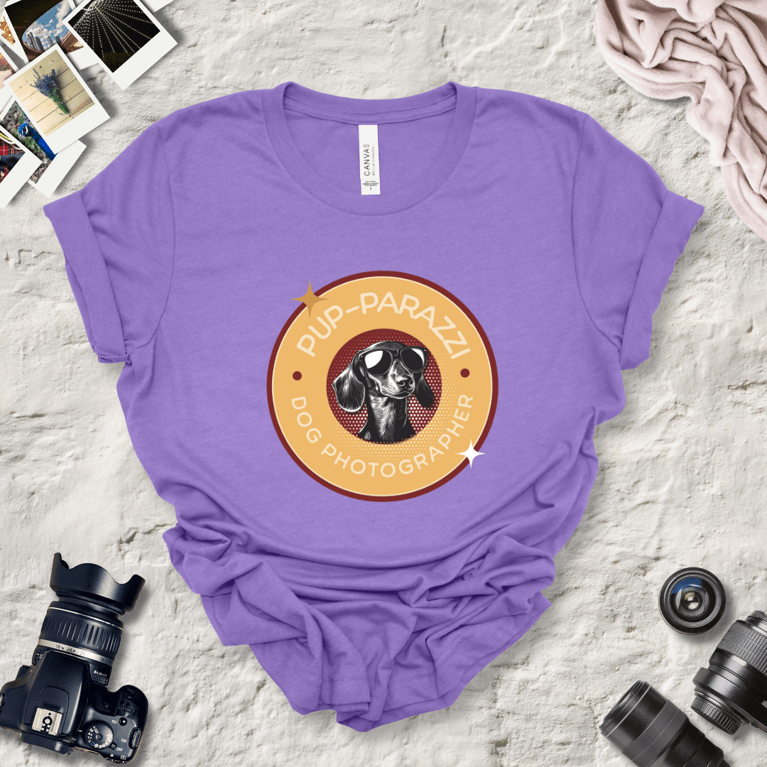 T-Shirt Heather Team Purple / S Pup-parazzi Dachshund Wearing Sunglasses Premium Unisex Tee - Fun Casual Wear for Dog Lovers --reallyintothat