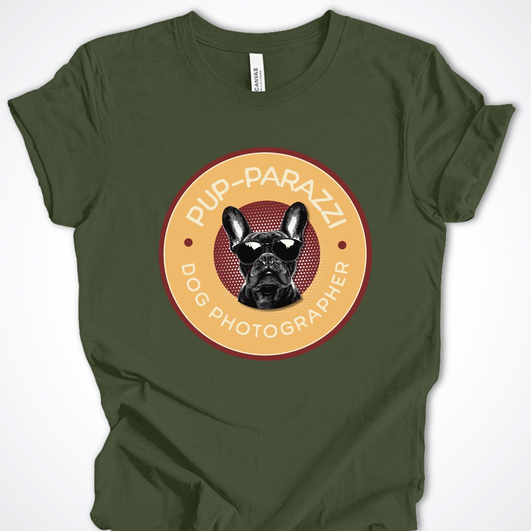 T-Shirt Military Green / S Pup-parazzi French Bull Dog Premium Unisex T-Shirt ReallyintoDogs