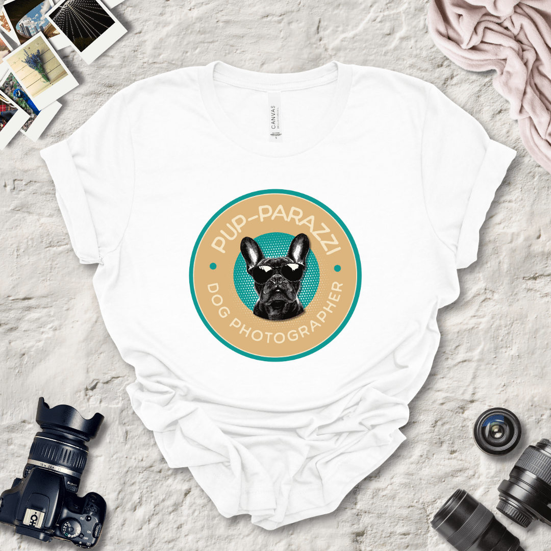 T-Shirt White / S Pup-parazzi French Bull Dog Wearing Sunglasses Premium Unisex Tee - Fun Casual Wear for Dog Lovers --reallyintothat