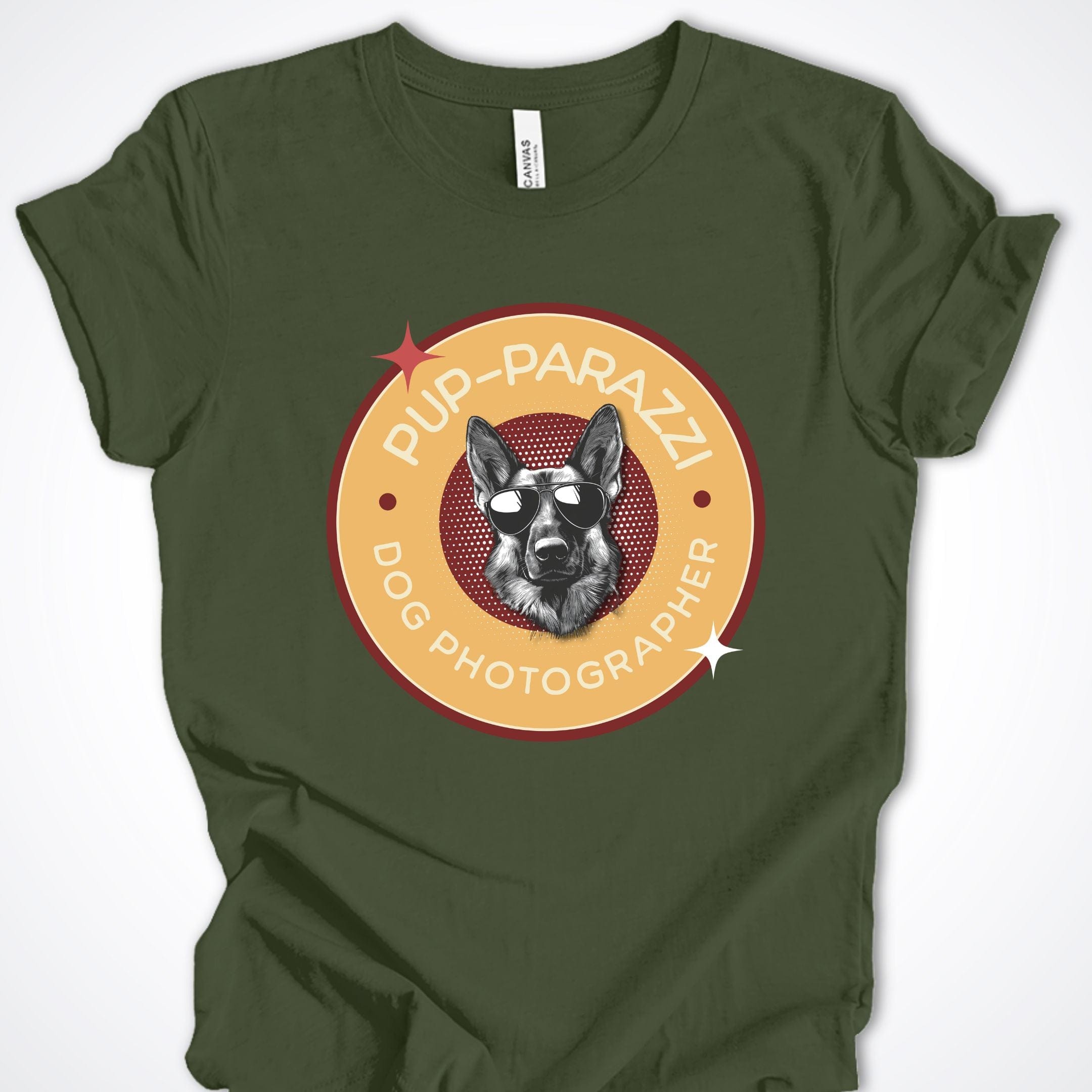 T-Shirt Military Green / S Pup-parazzi German Shepherd Premium Unisex T-Shirt ReallyintoDogs