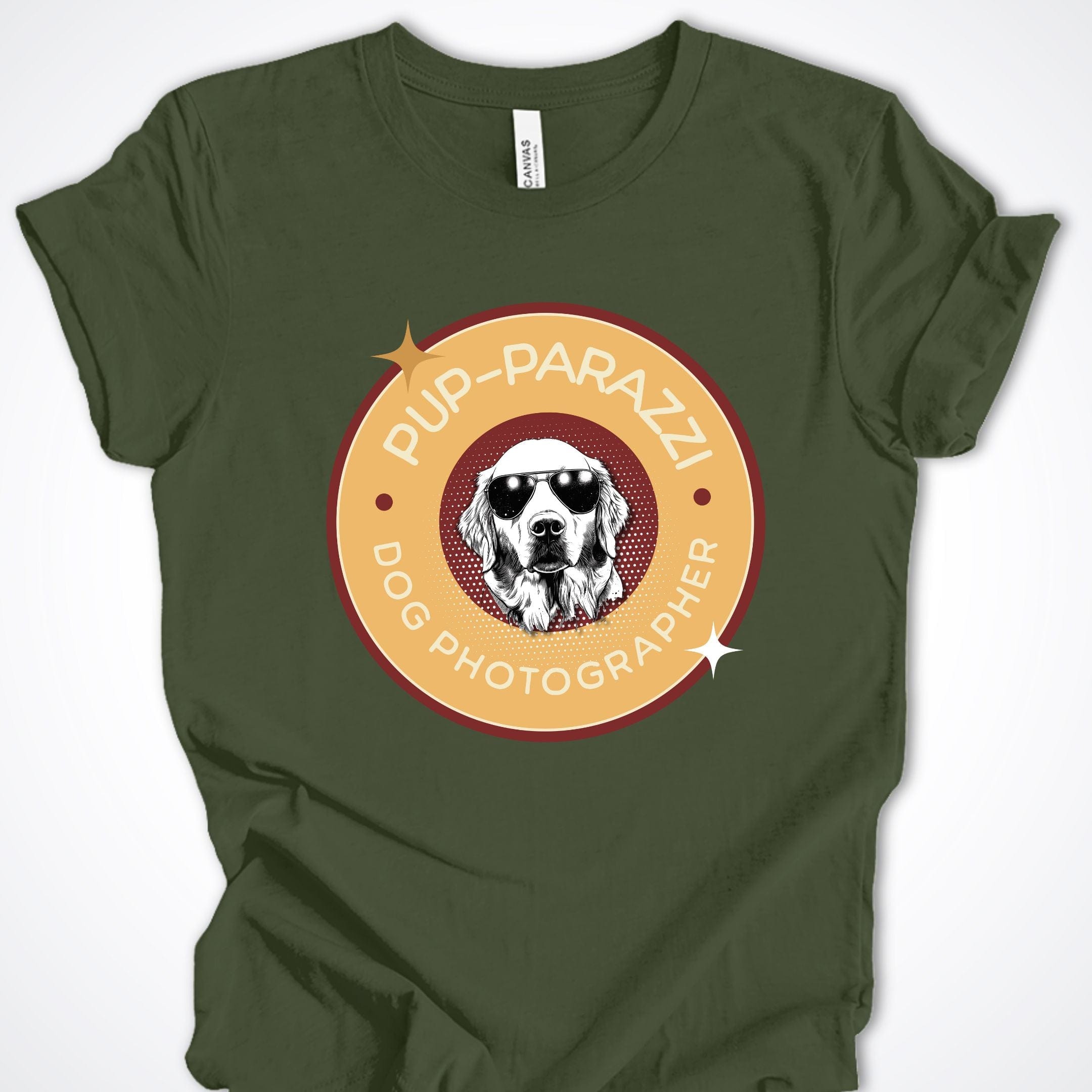 T-Shirt Military Green / S Pup-parazzi Golden Retreiver Premium Unisex T-Shirt ReallyintoDogs