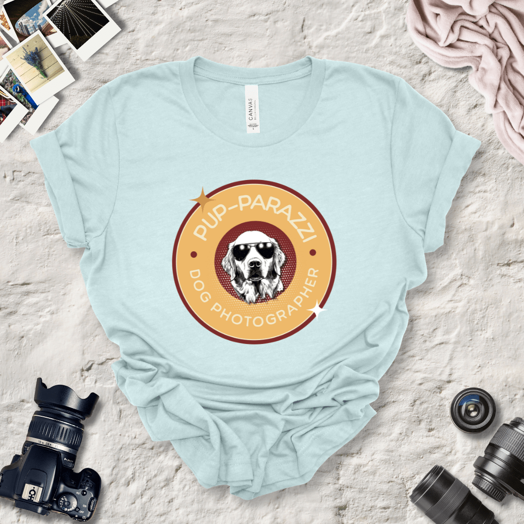 T-Shirt Heather Ice Blue / S Pup-parazzi Golden Retreiver Wearing Sunglasses Premium Unisex Tee - Fun Casual Wear for Dog Lovers --reallyintothat