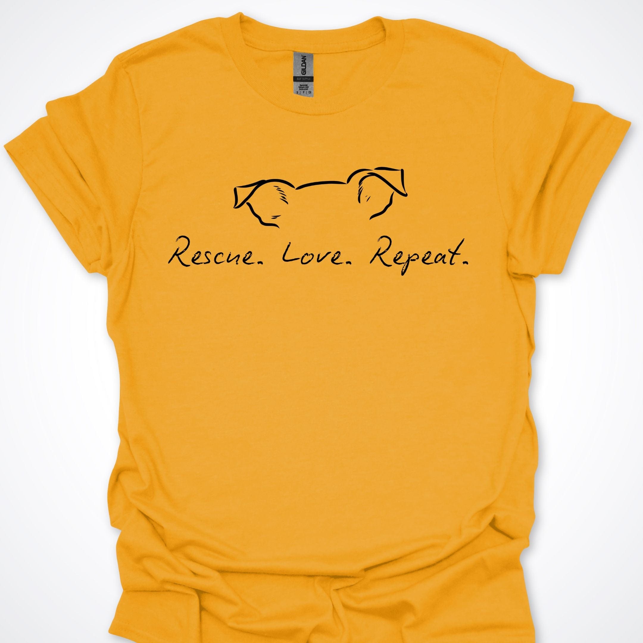 T-Shirt Gold / S Rescue Love Repeat Premium Unisex T-Shirt ReallyintoDogs