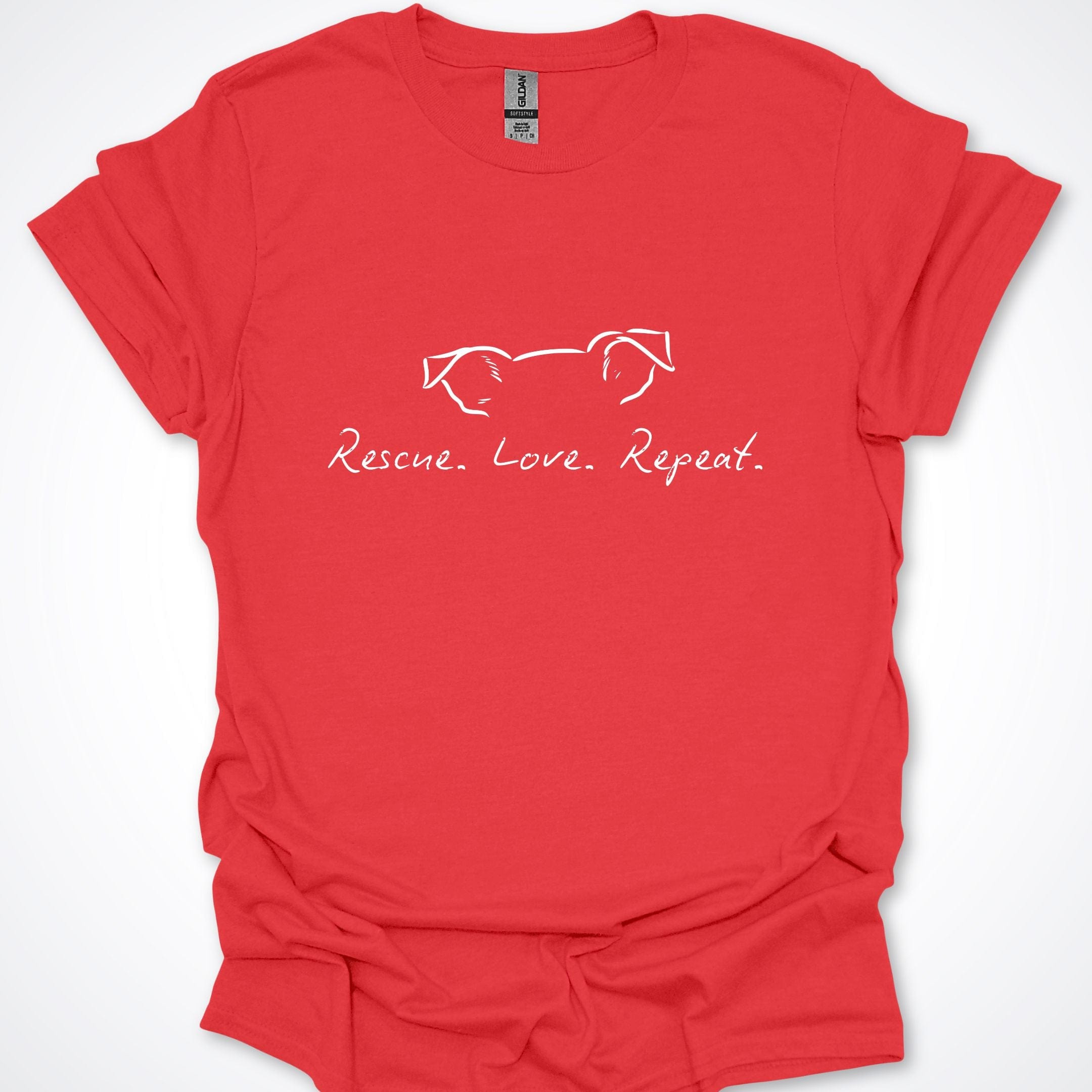 T-Shirt Red / 4XL Rescue Love Repeat Premium Unisex T-Shirt - Larger Sizes ReallyintoDogs