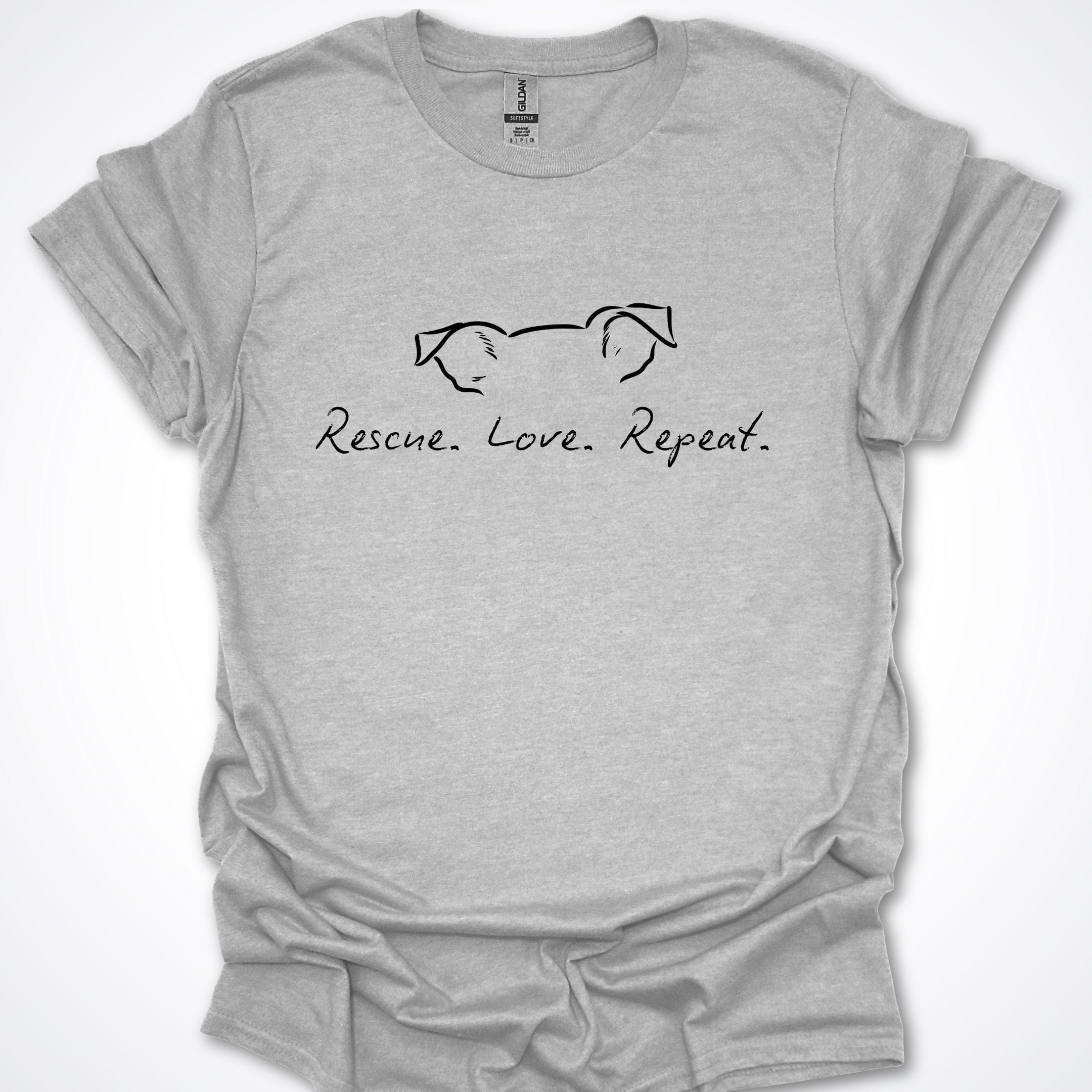 T-Shirt Sport Grey / 4XL Rescue Love Repeat Premium Unisex T-Shirt - Larger Sizes ReallyintoDogs