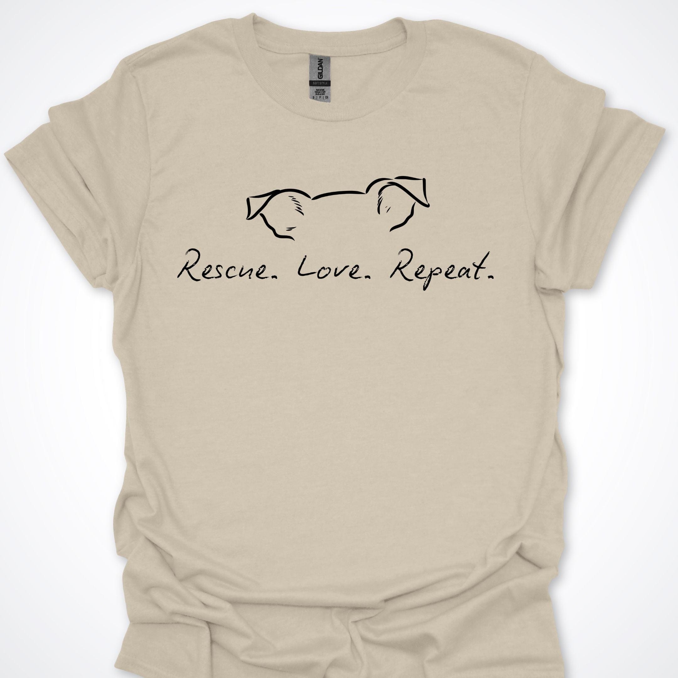 T-Shirt Natural / S Rescue Love Repeat Premium Unisex T-Shirt ReallyintoDogs