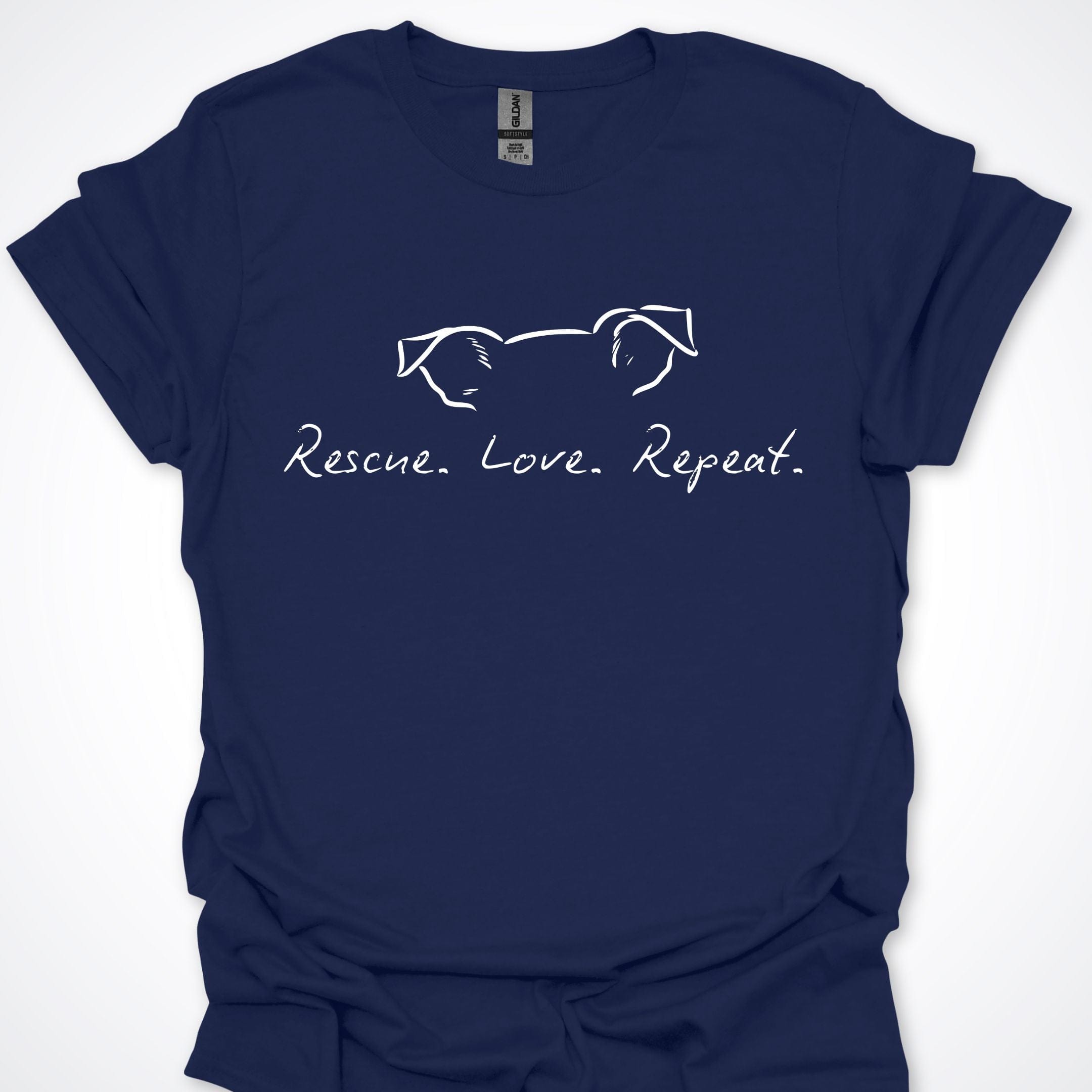 T-Shirt Navy / S Rescue Love Repeat Premium Unisex T-Shirt ReallyintoDogs