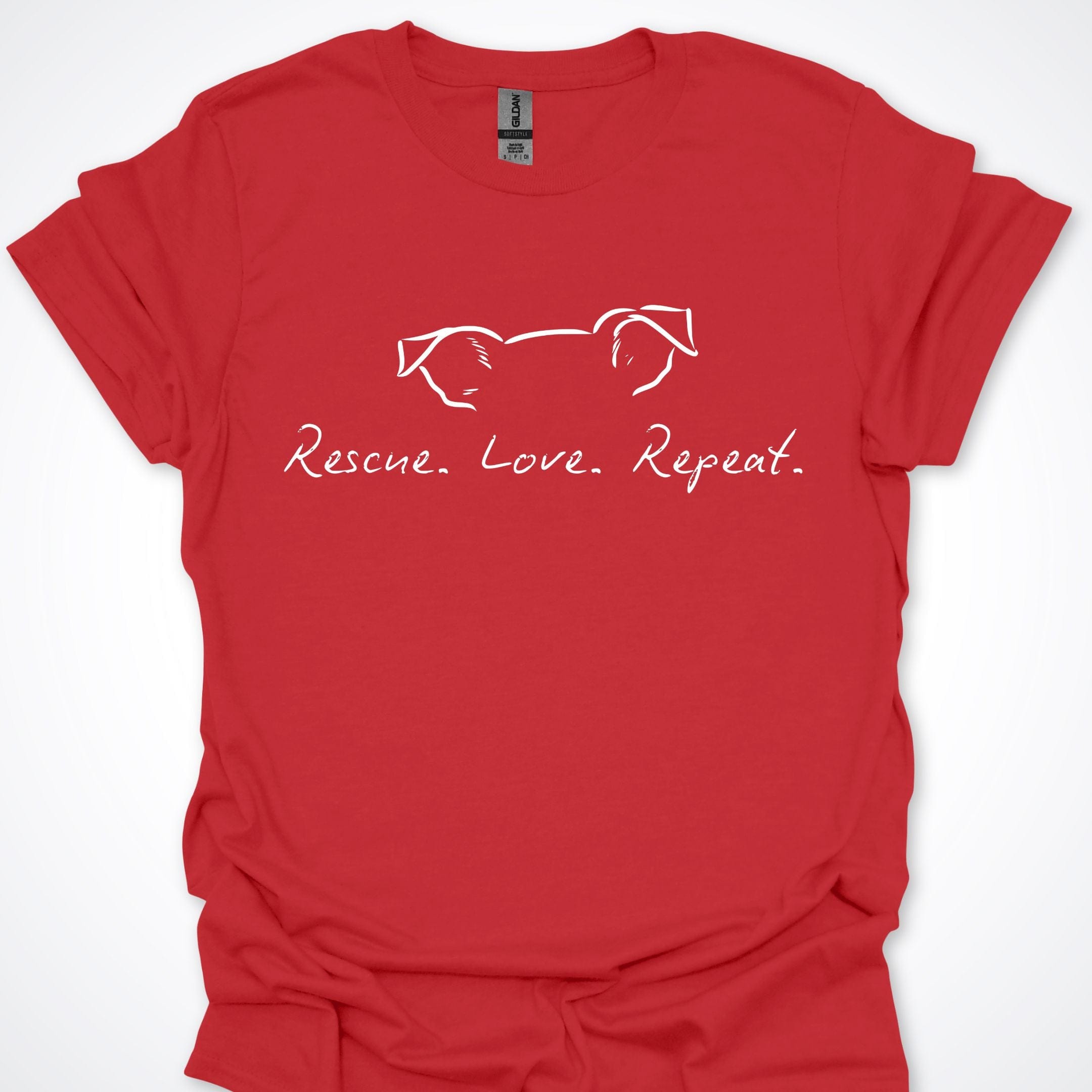 T-Shirt Red / S Rescue Love Repeat Premium Unisex T-Shirt ReallyintoDogs