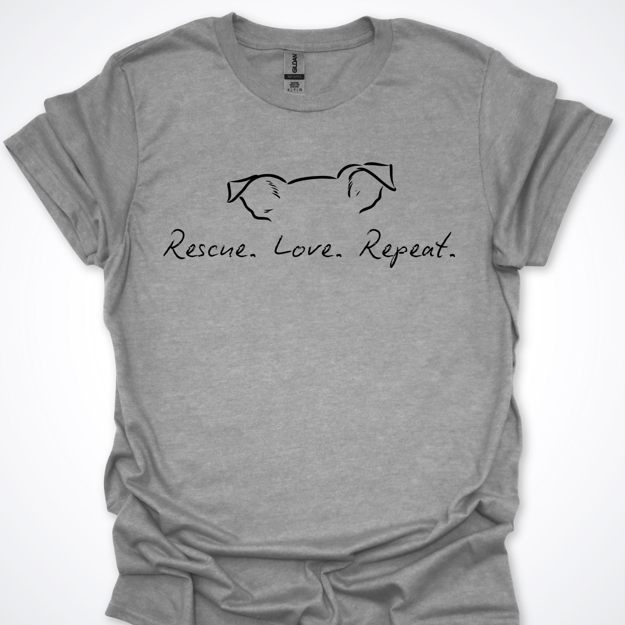 T-Shirt Sport Grey / S Rescue Love Repeat Premium Unisex T-Shirt ReallyintoDogs