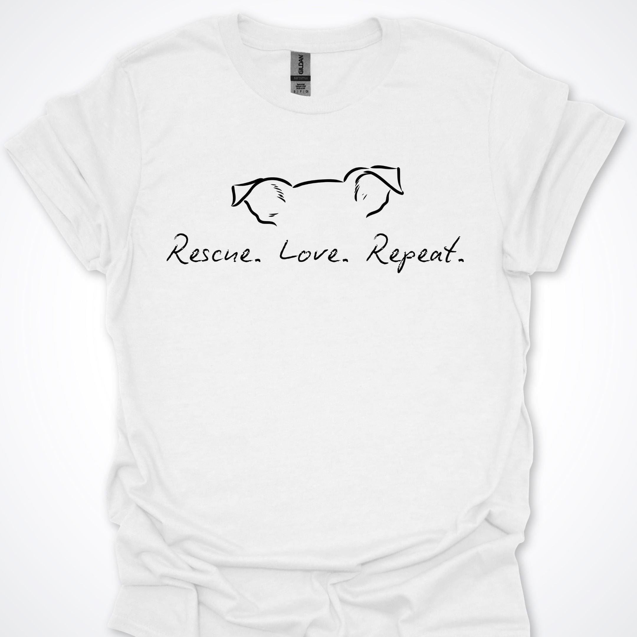 T-Shirt White / S Rescue Love Repeat Premium Unisex T-Shirt ReallyintoDogs