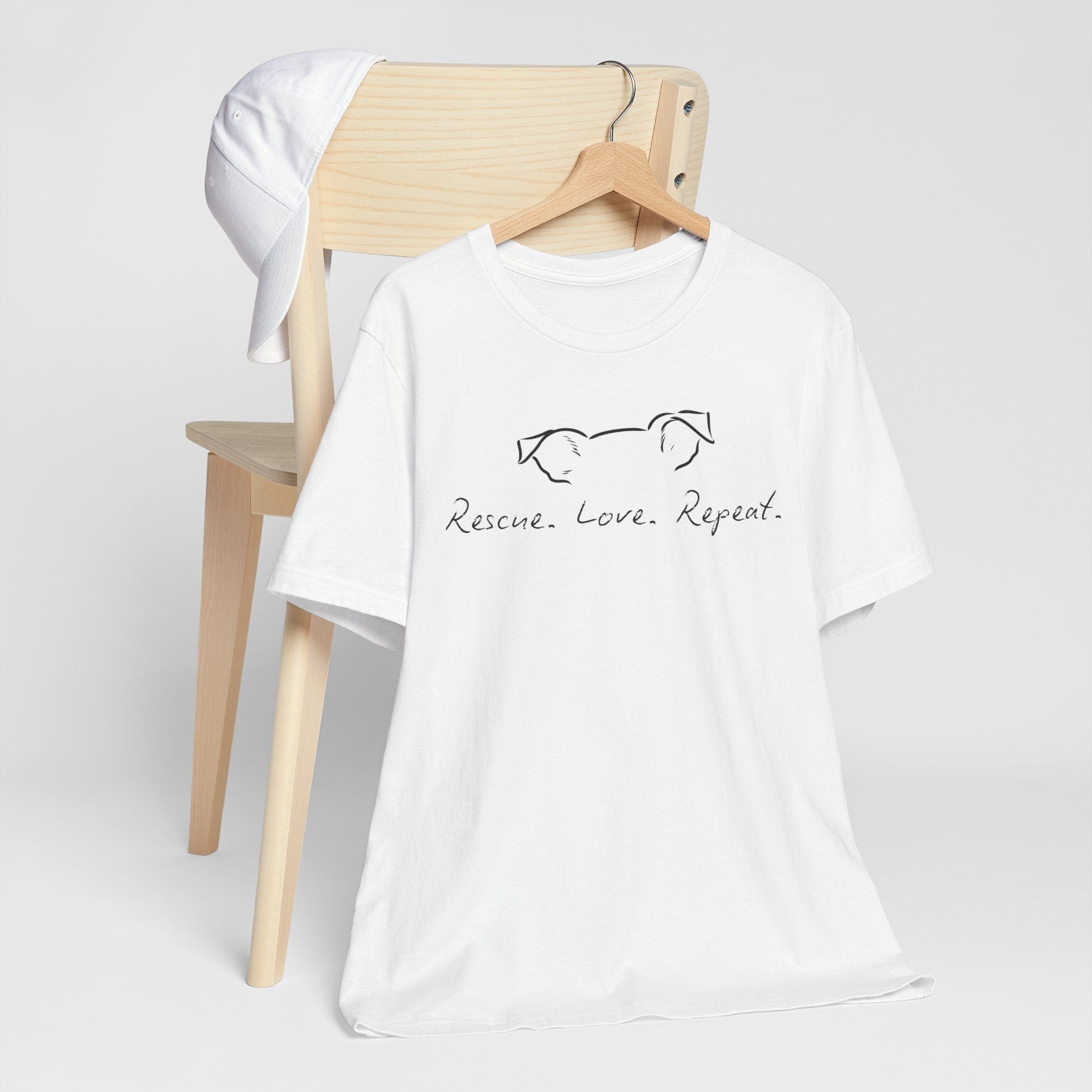 T-Shirt Rescue Love Repeat Premium Unisex Tee - Fun Casual Wear for Dog Lovers --reallyintothat