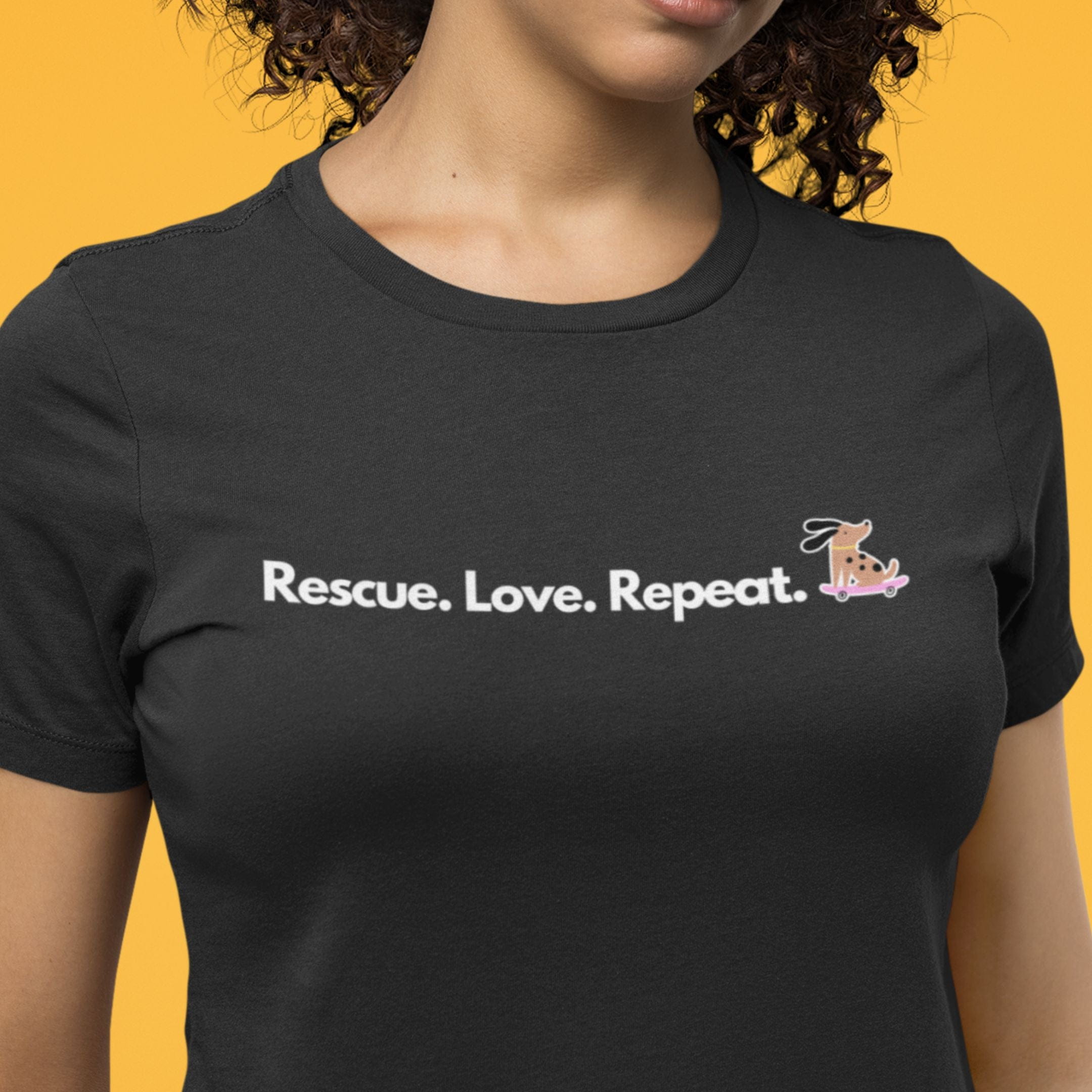 T-Shirt Rescue. Love. Repeat. Skateboarding Dog. Premium Unisex T-Shirt ReallyintoDogs