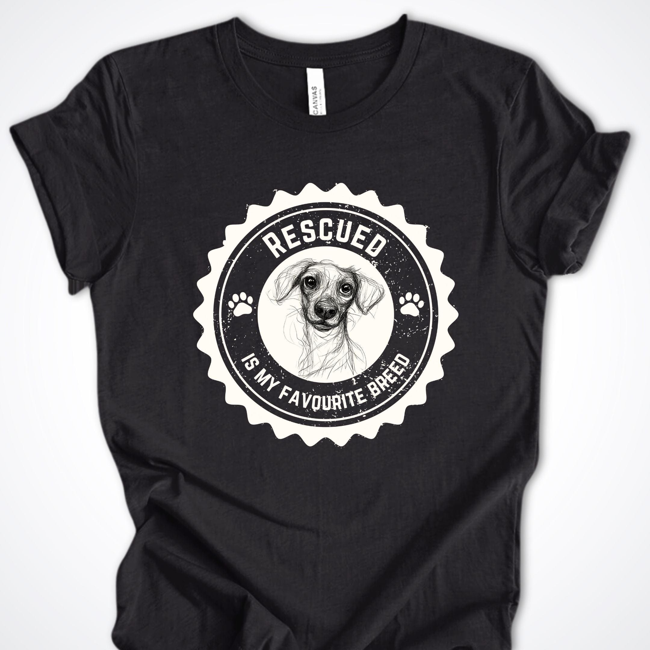 T-Shirt Black Heather / S Rescued is My Favorite Breed Premium Unisex T-Shirt ReallyintoDogs