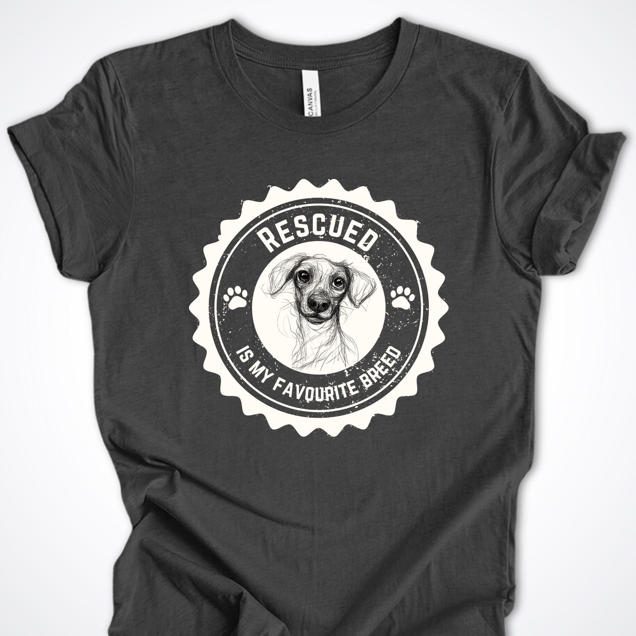 T-Shirt Dark Grey Heather / S Rescued is My Favorite Breed Premium Unisex T-Shirt ReallyintoDogs