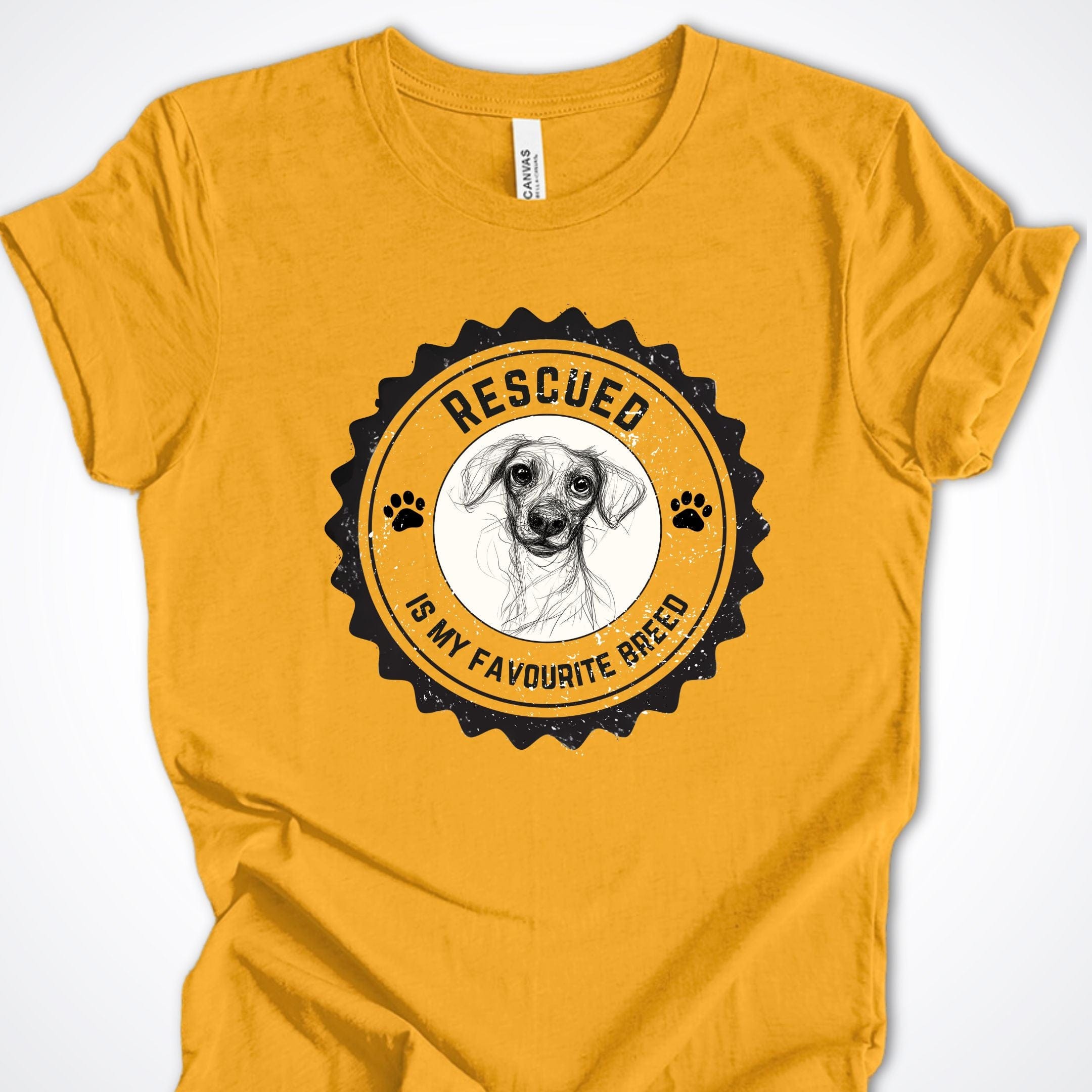 T-Shirt Gold / S Rescued is My Favorite Breed Premium Unisex T-Shirt ReallyintoDogs