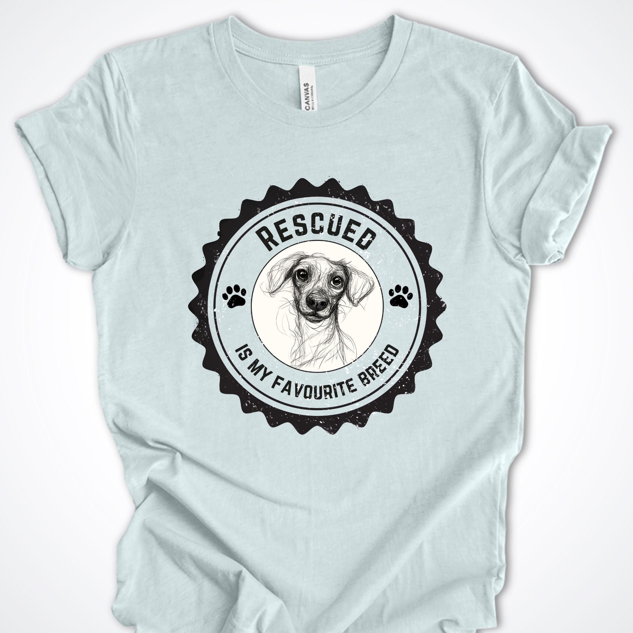 T-Shirt Heather Ice Blue / S Rescued is My Favorite Breed Premium Unisex T-Shirt ReallyintoDogs