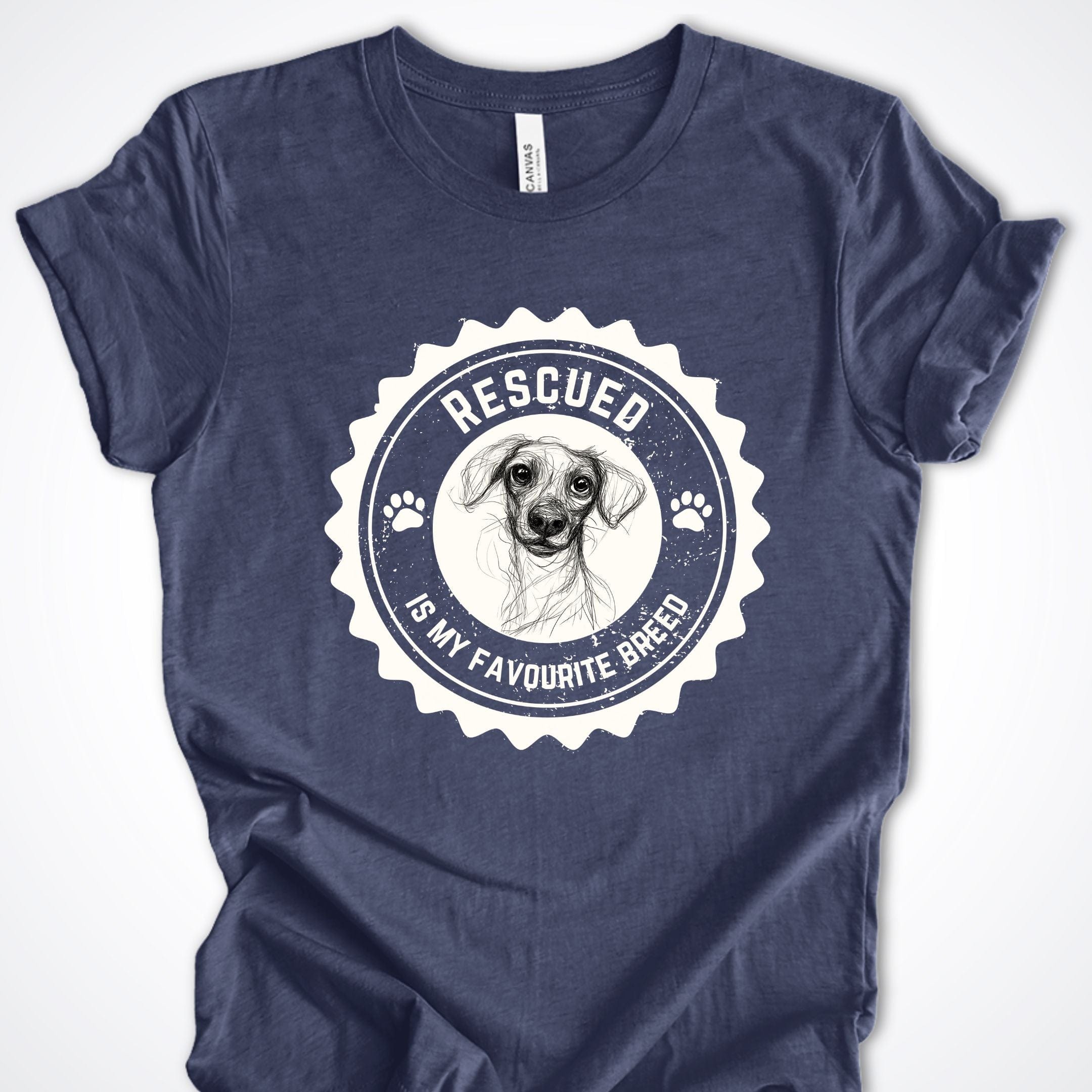 T-Shirt Heather Navy / S Rescued is My Favorite Breed Premium Unisex T-Shirt ReallyintoDogs