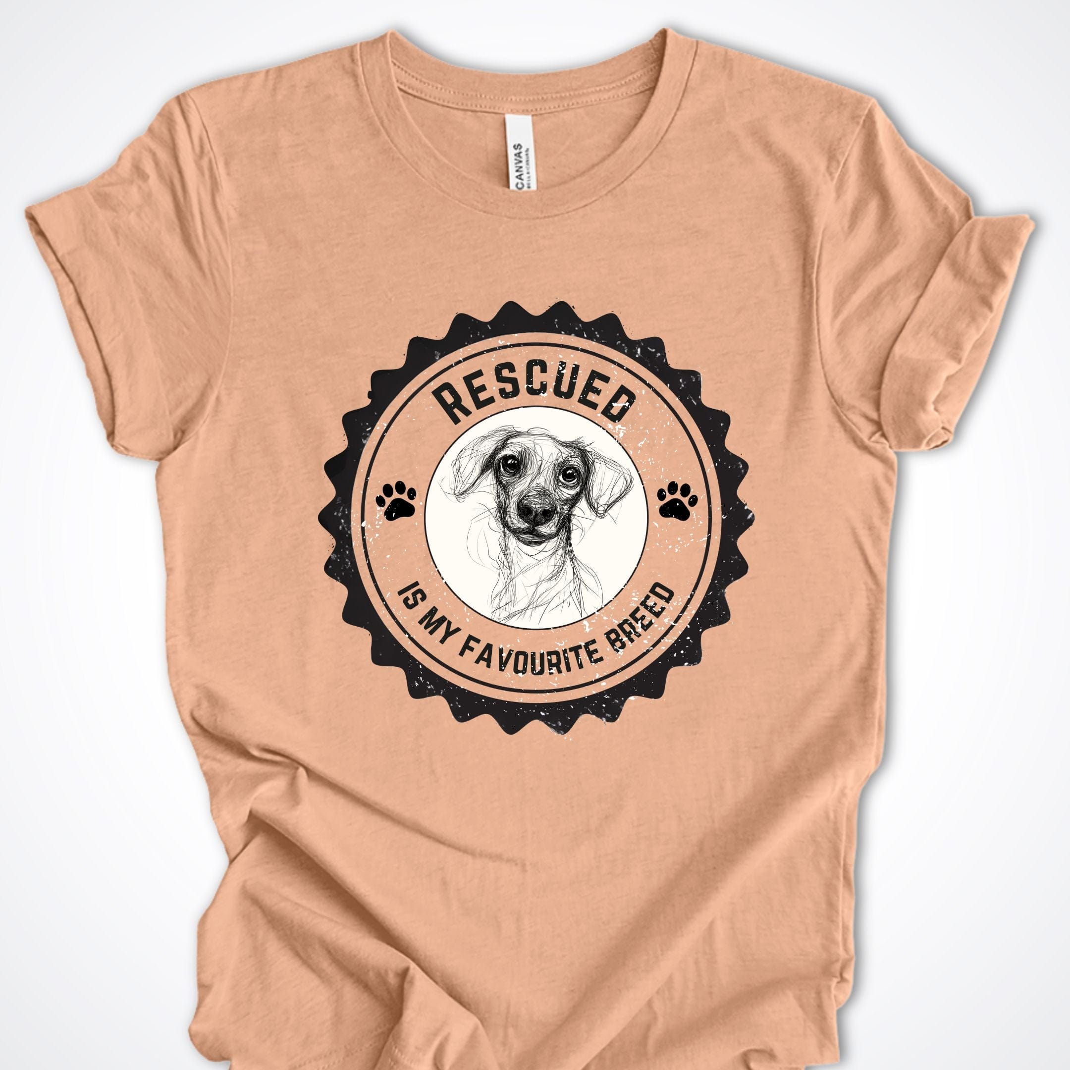 T-Shirt Heather Peach / S Rescued is My Favorite Breed Premium Unisex T-Shirt ReallyintoDogs