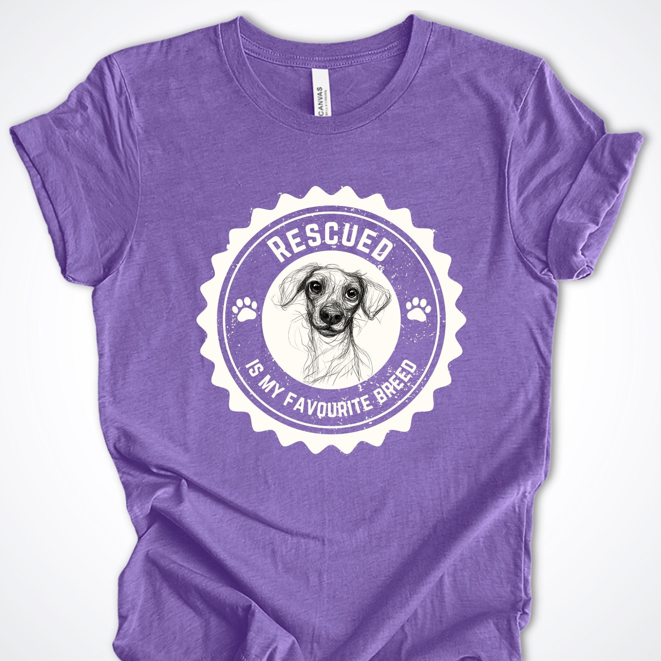 T-Shirt Heather Team Purple / S Rescued is My Favorite Breed Premium Unisex T-Shirt ReallyintoDogs