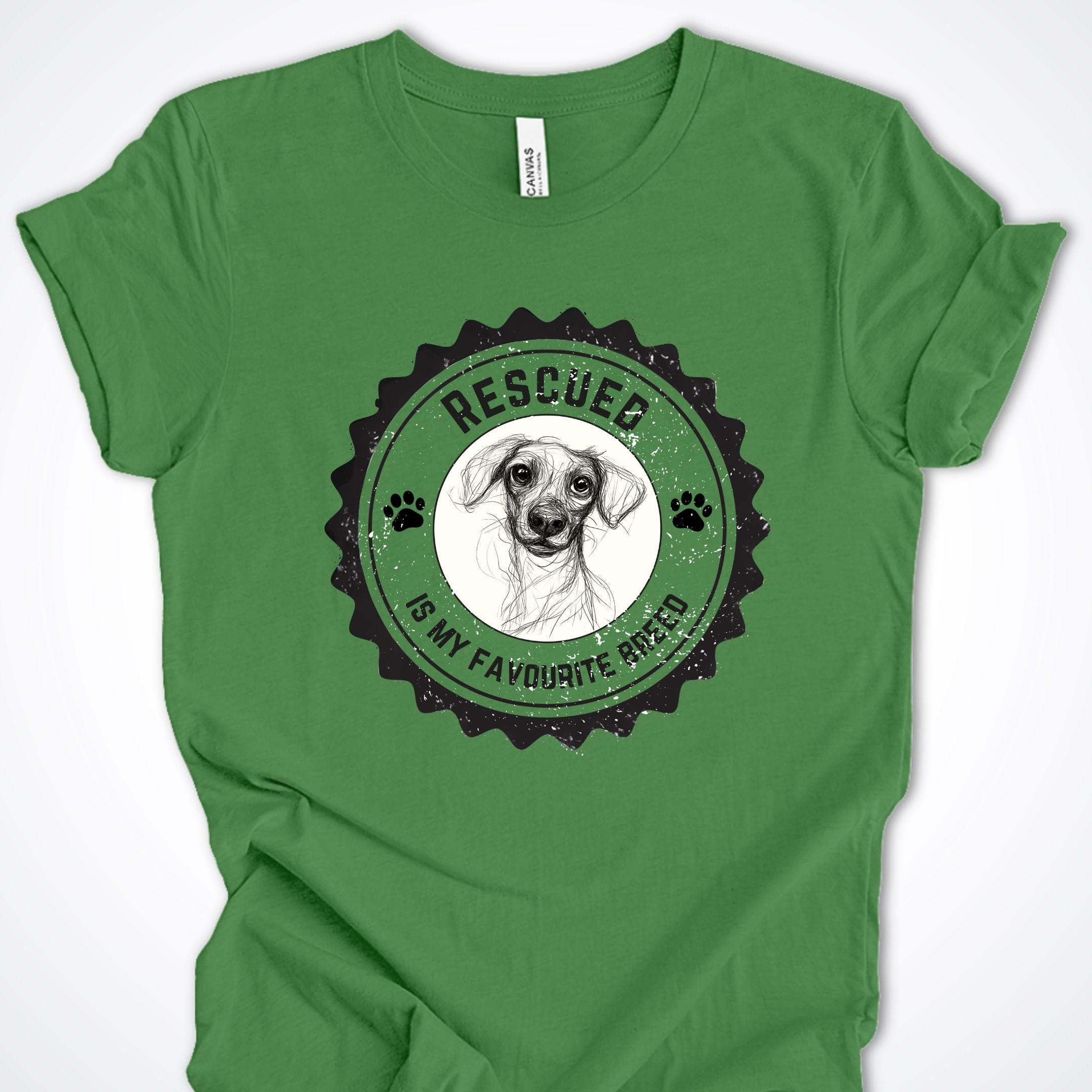 T-Shirt Leaf / S Rescued is My Favorite Breed Premium Unisex T-Shirt ReallyintoDogs