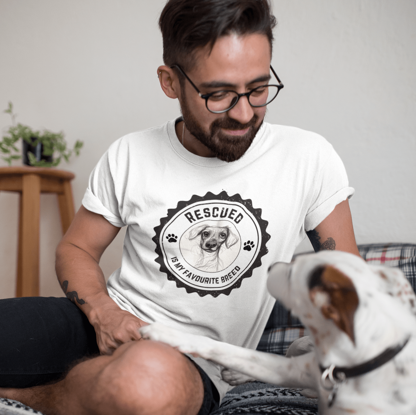 T-Shirt Rescued is My Favorite Breed Premium Unisex T-Shirt ReallyintoDogs