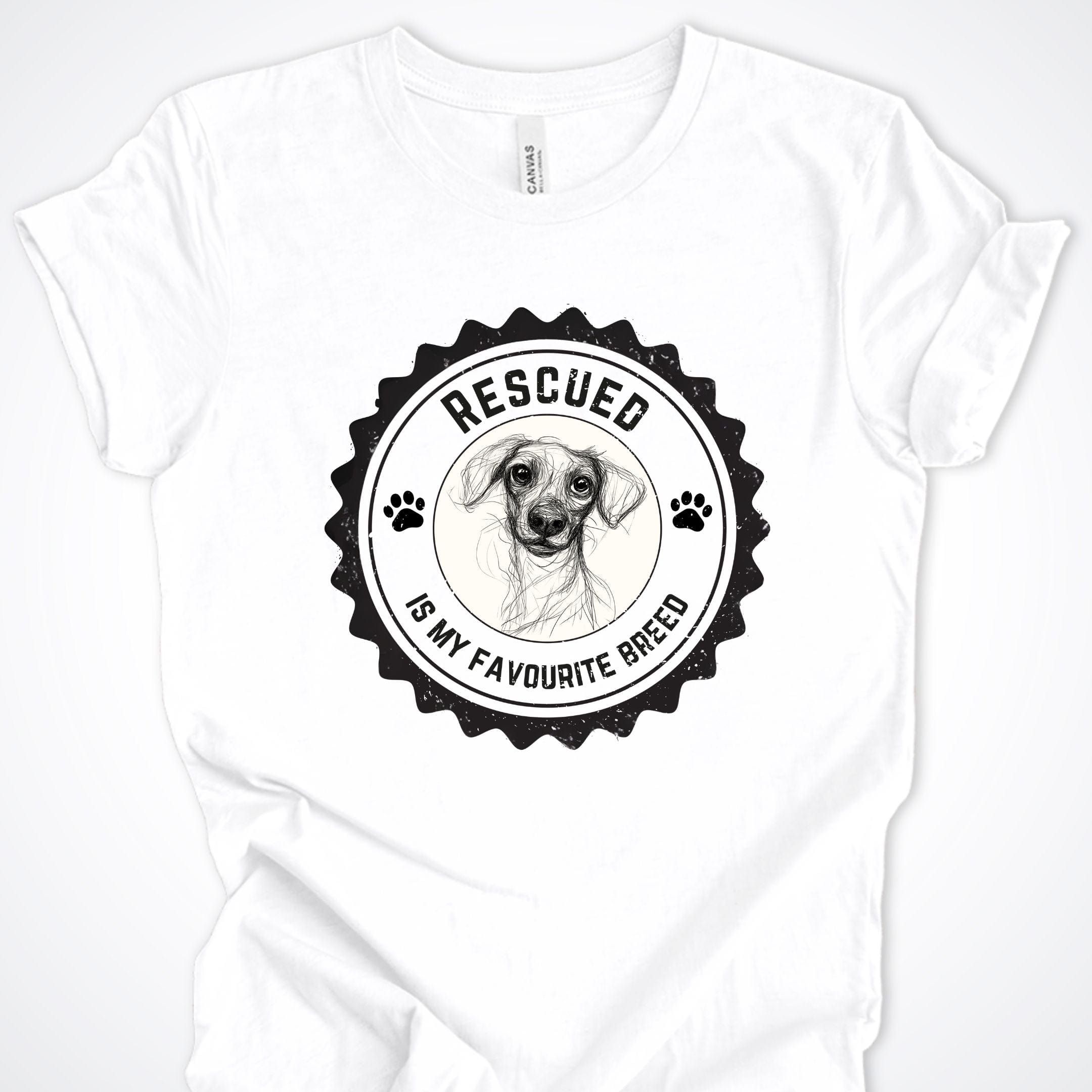 T-Shirt White / S Rescued is My Favorite Breed Premium Unisex T-Shirt ReallyintoDogs