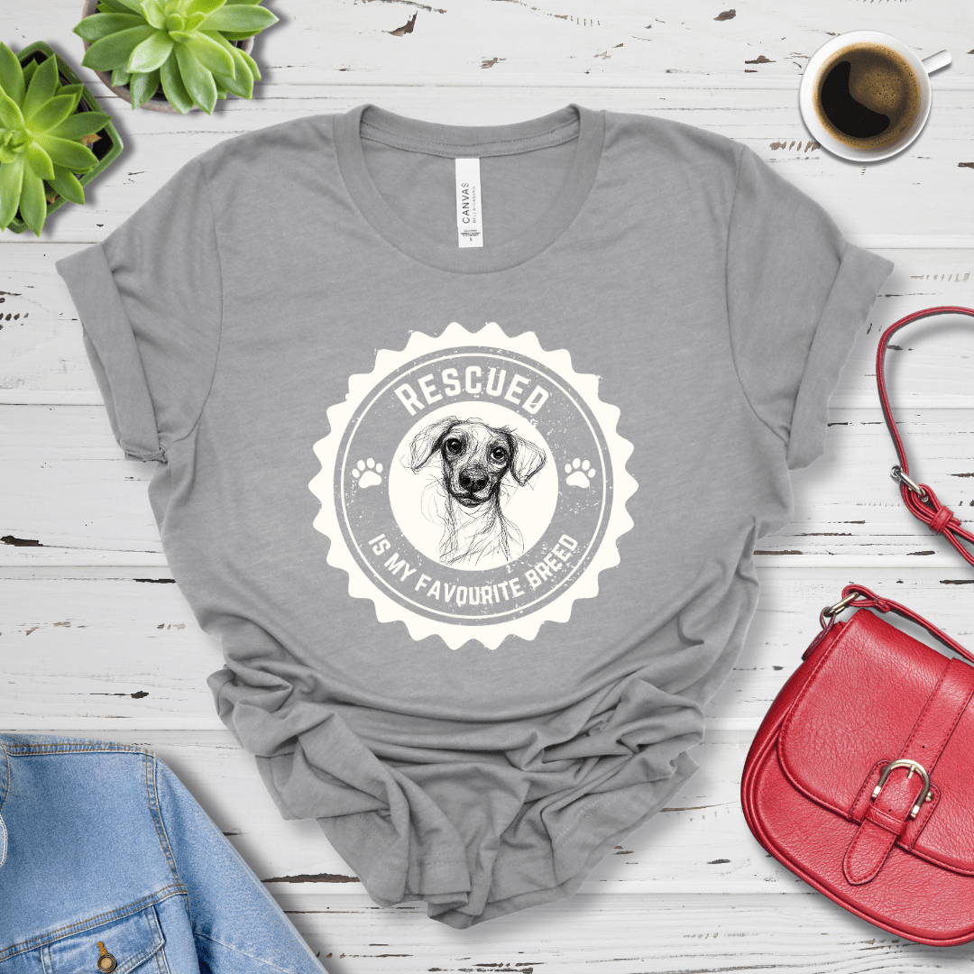 T-Shirt Athletic Heather / S Rescued is My Favorite Breed Premium Unisex Tee - Fun Casual Wear for Dog Lovers --reallyintothat