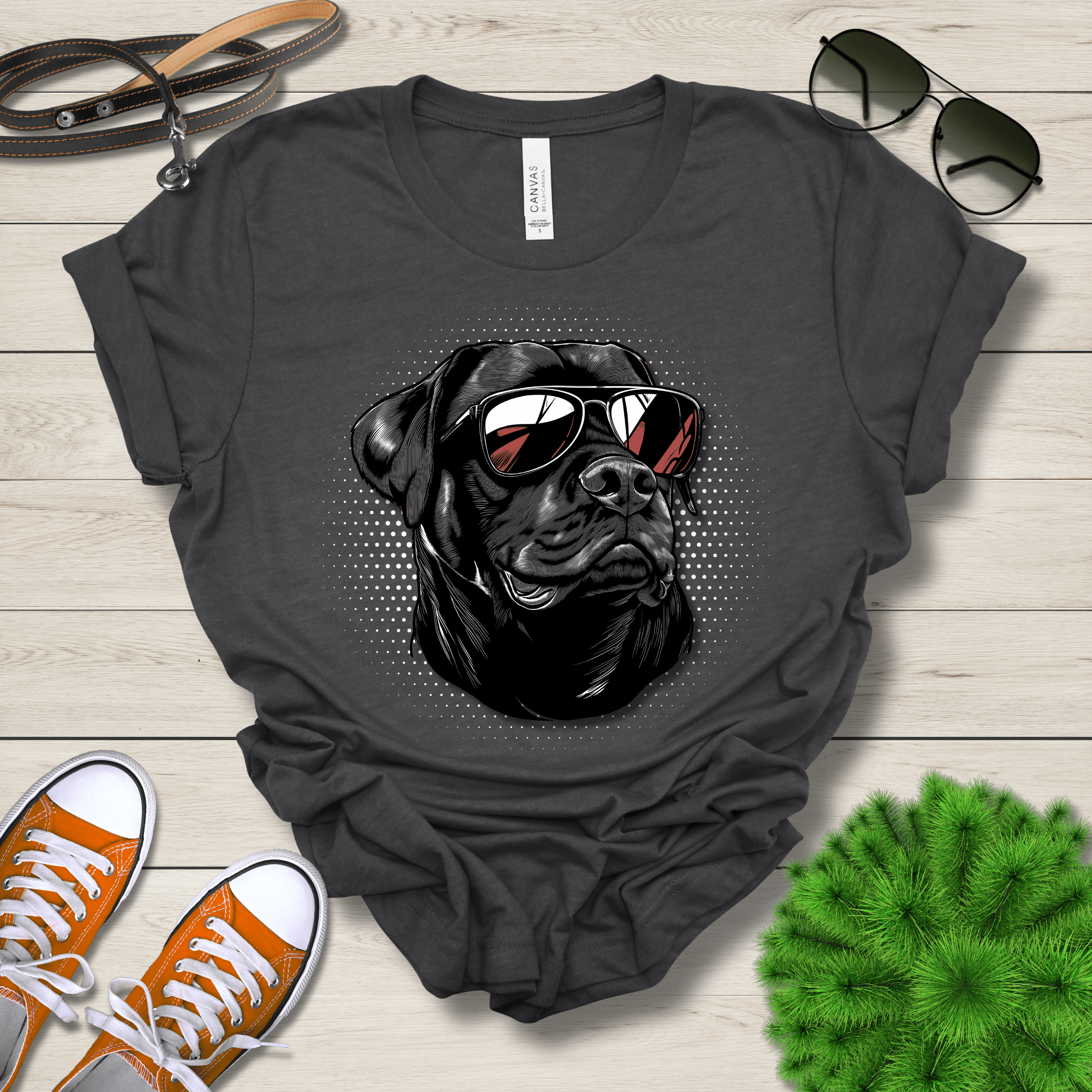 T-Shirt Dark Grey Heather / S Rottweiler Top Dog Cool Dog with Sunglasses Premium Unisex Tee --reallyintothat