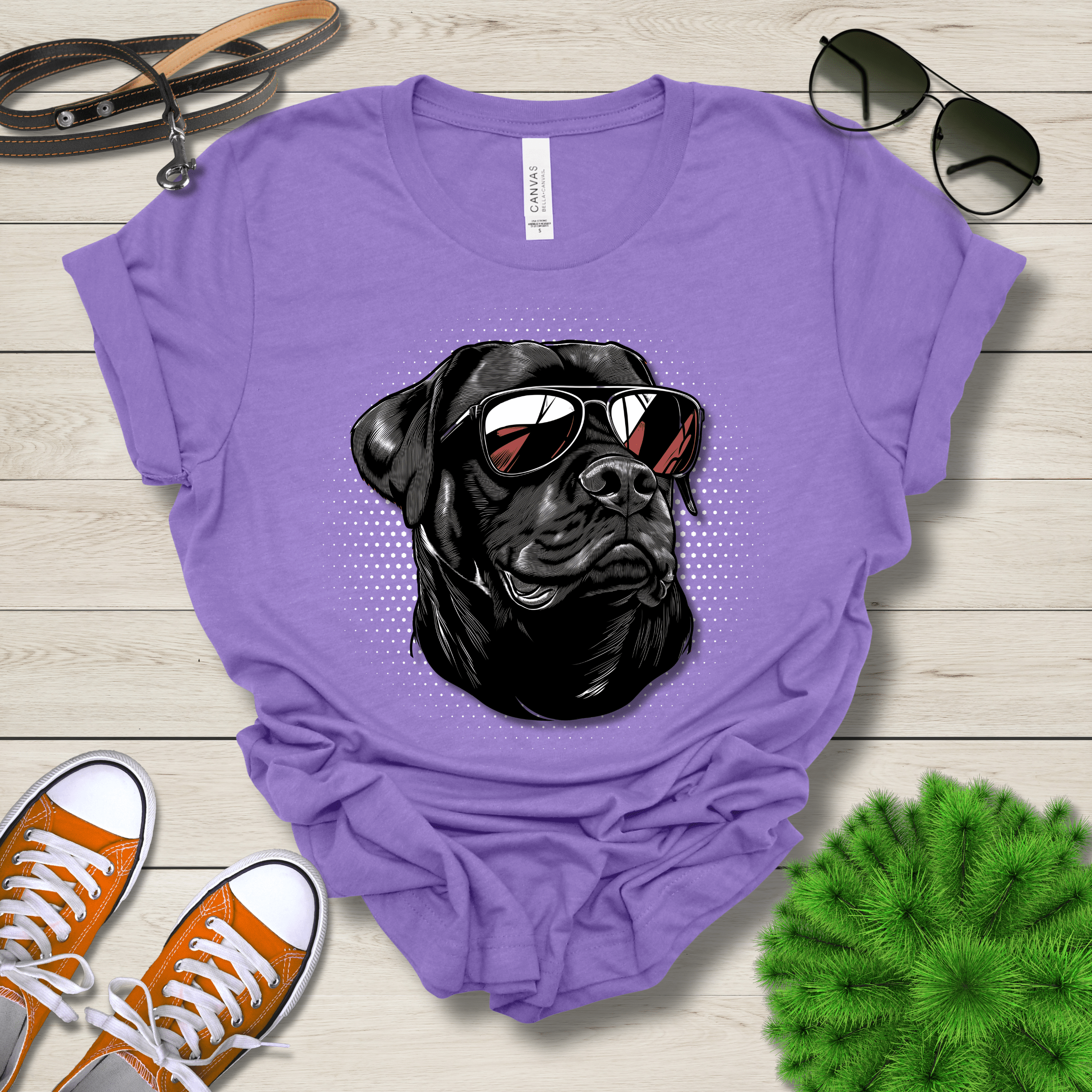 T-Shirt Heather Team Purple / S Rottweiler Top Dog Cool Dog with Sunglasses Premium Unisex Tee --reallyintothat