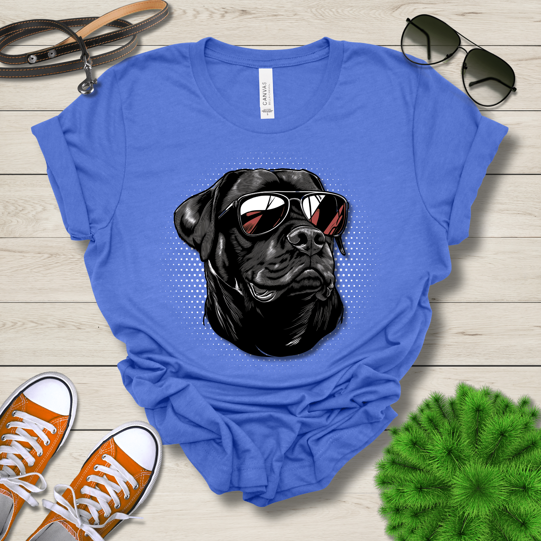 T-Shirt Heather True Royal / S Rottweiler Top Dog Cool Dog with Sunglasses Premium Unisex Tee --reallyintothat