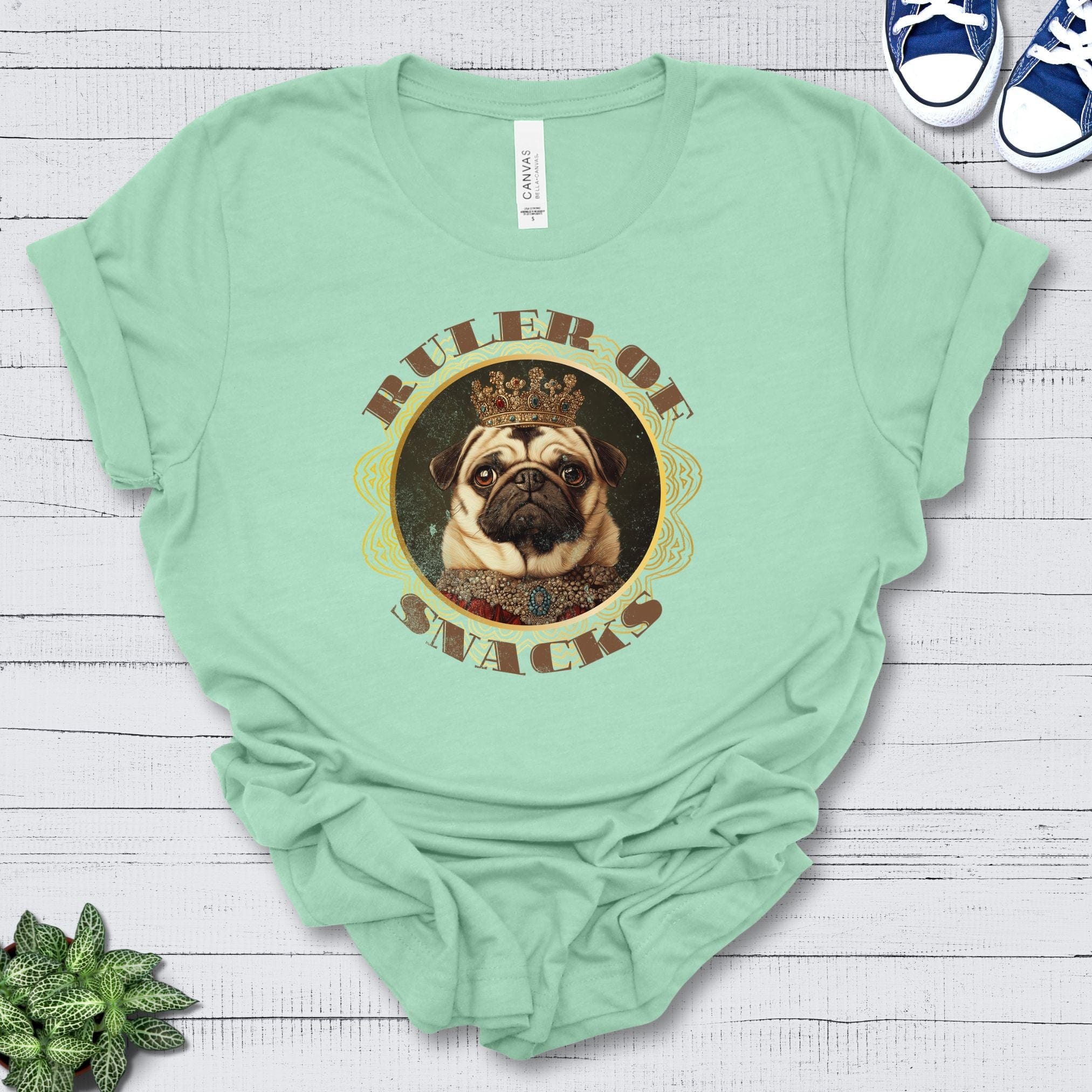 T-Shirt Heather Mint / S Ruler of Snacks Pug Premium Unisex T-Shirt --reallyintothat