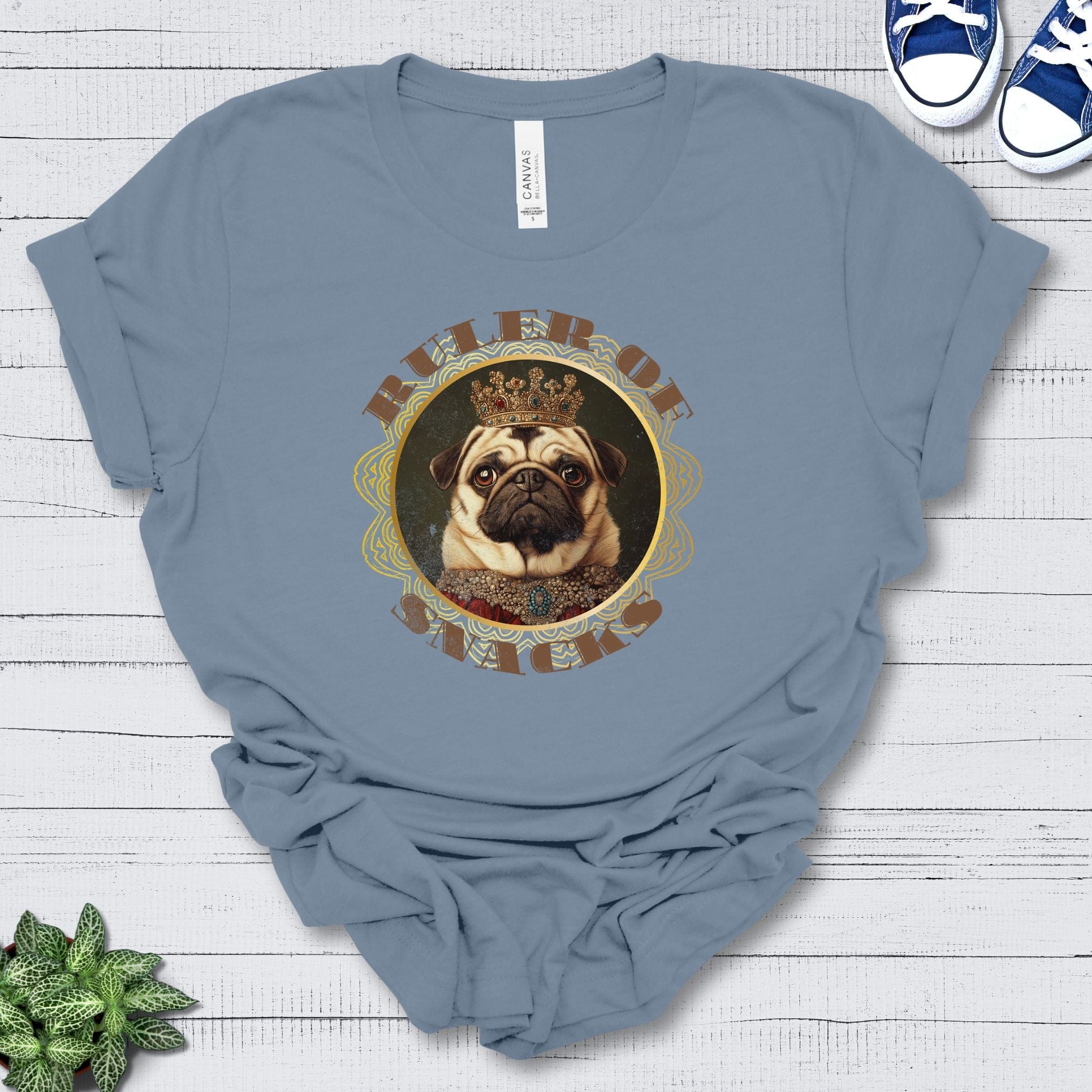 T-Shirt Steel Blue / S Ruler of Snacks Pug Premium Unisex T-Shirt --reallyintothat