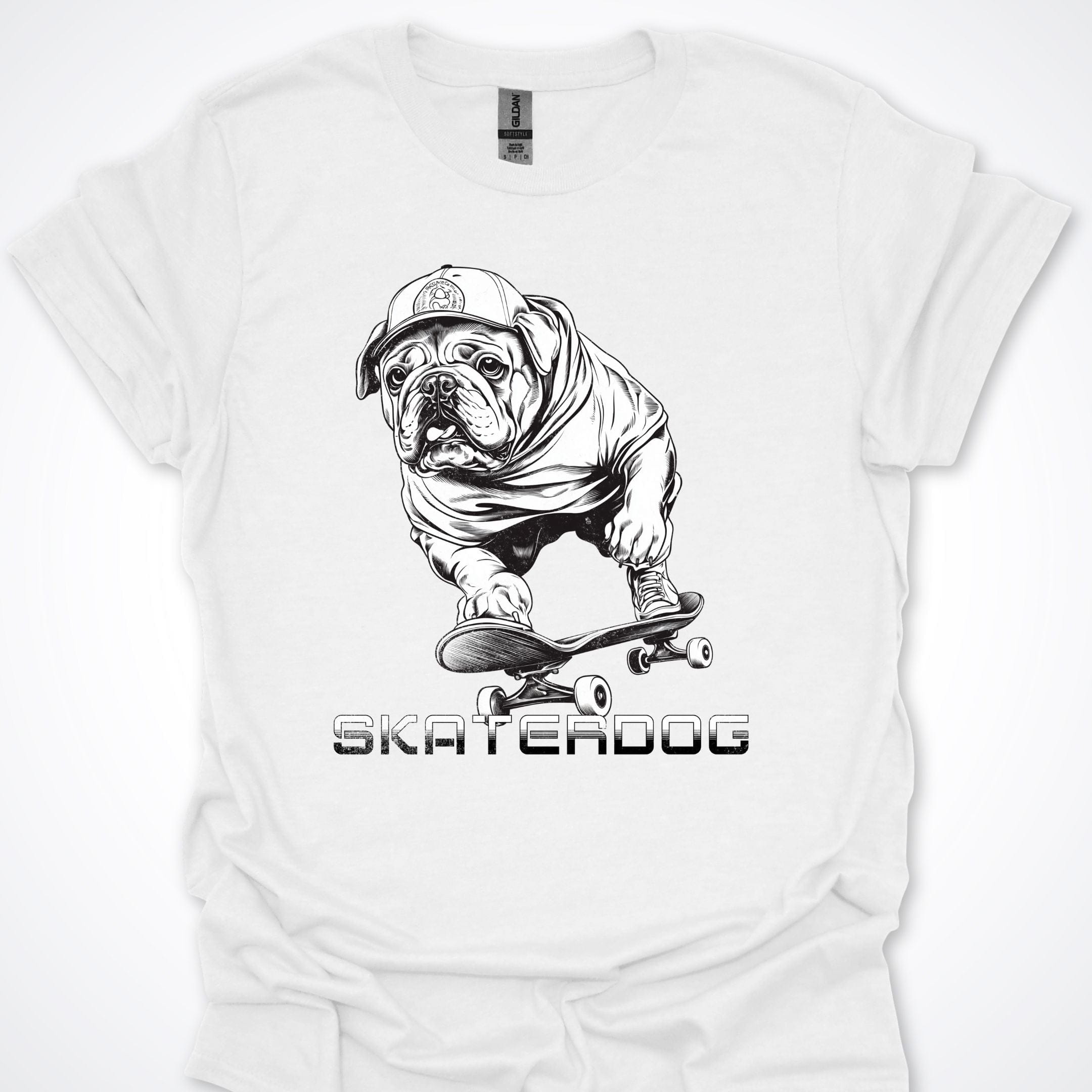 T-Shirt White / S Skaterdog Bulldog Premium Unisex T-Shirt ReallyintoDogs