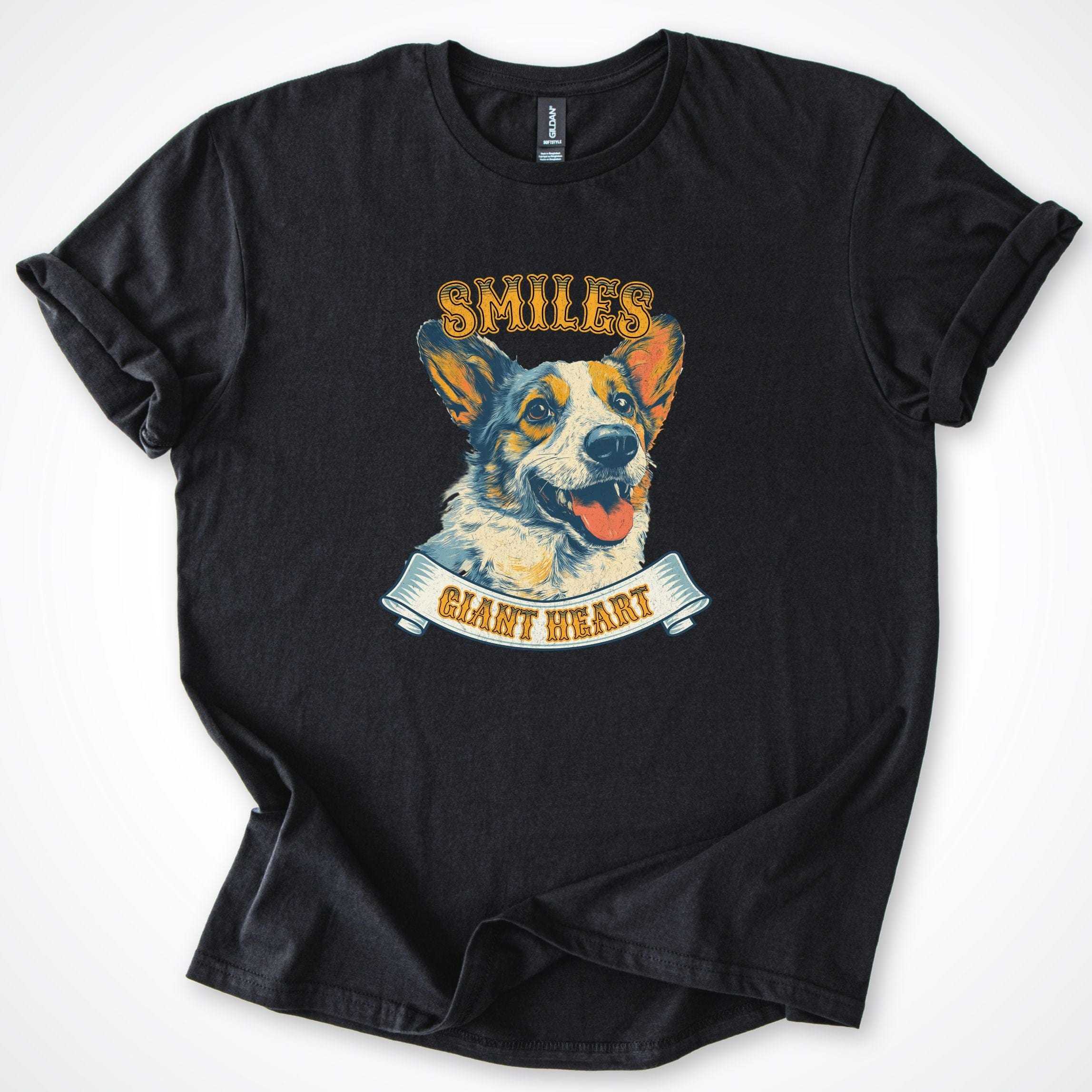 T-Shirt Black / S Smiles Giant Heart Corgi T-Shirt ReallyintoDogs