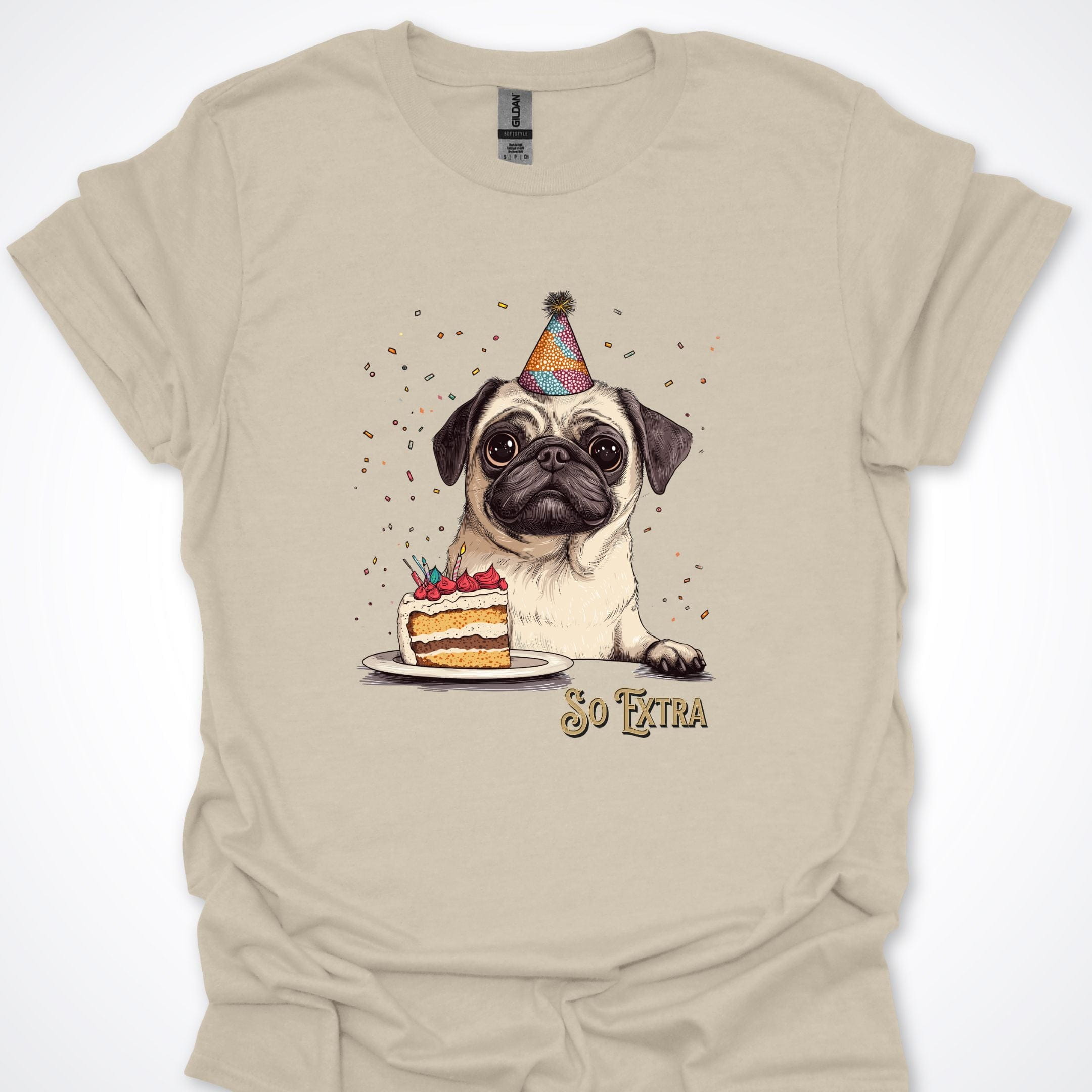 T-Shirt Natural / S So Extra Birthday Pug Premium Unisex T-Shirt ReallyintoDogs