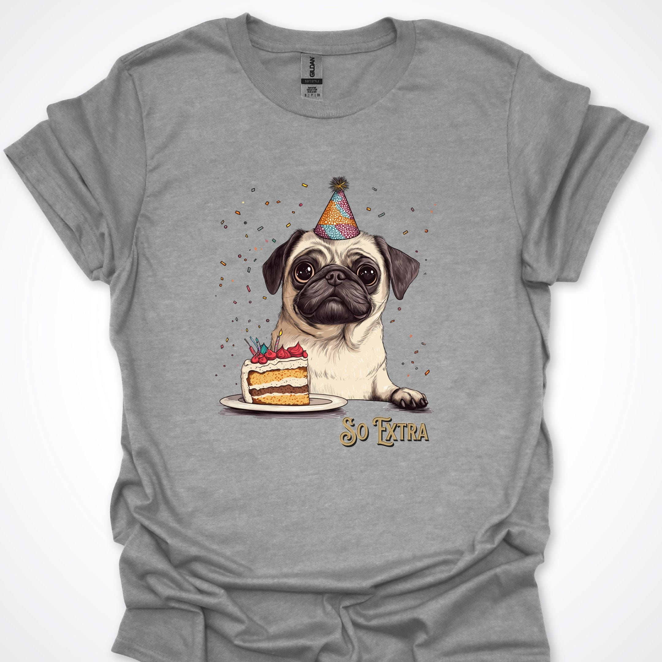 T-Shirt Sport Grey / S So Extra Birthday Pug Premium Unisex T-Shirt ReallyintoDogs