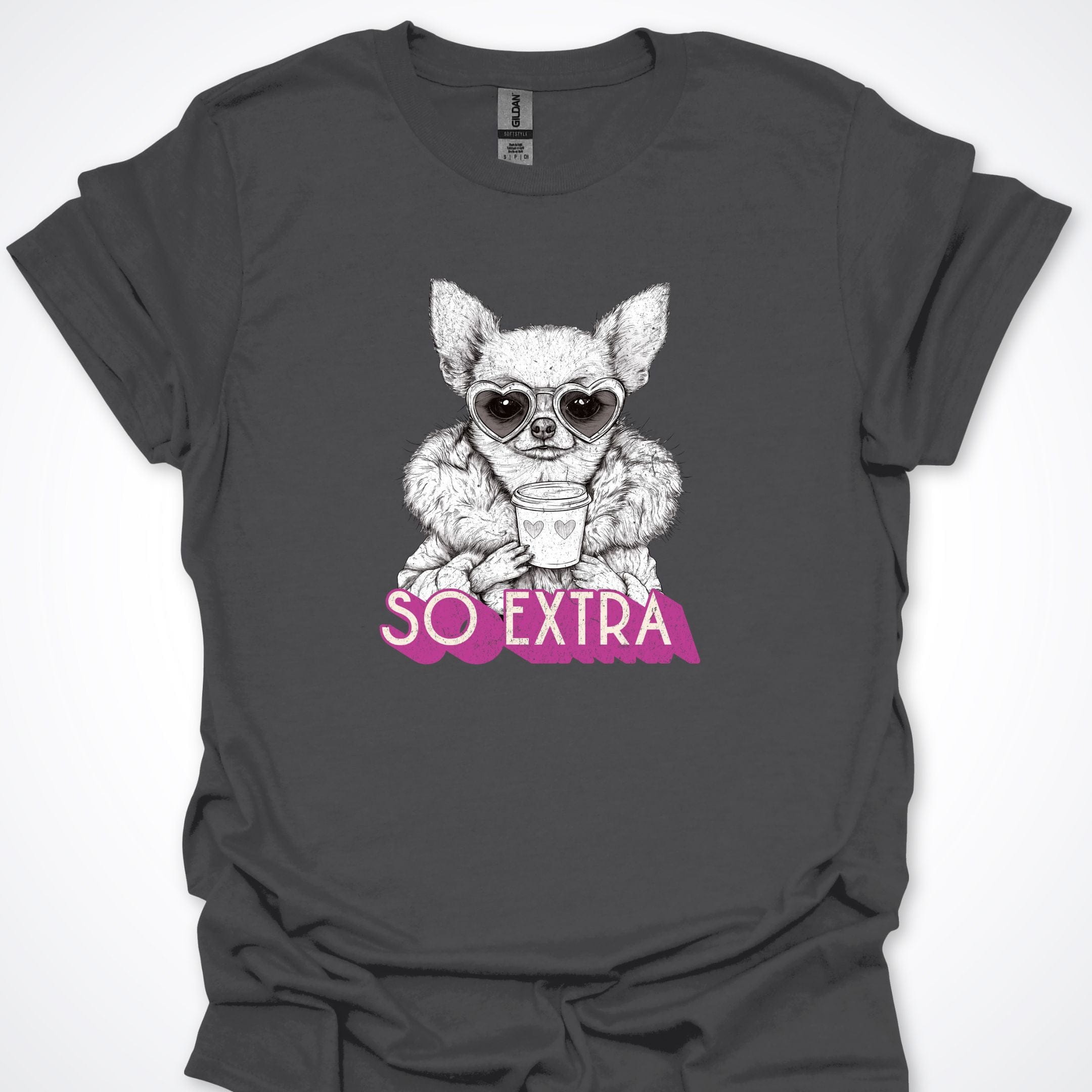 T-Shirt Charcoal / S So Extra Fashionista Chihuahua Premium Unisex T-Shirt ReallyintoDogs