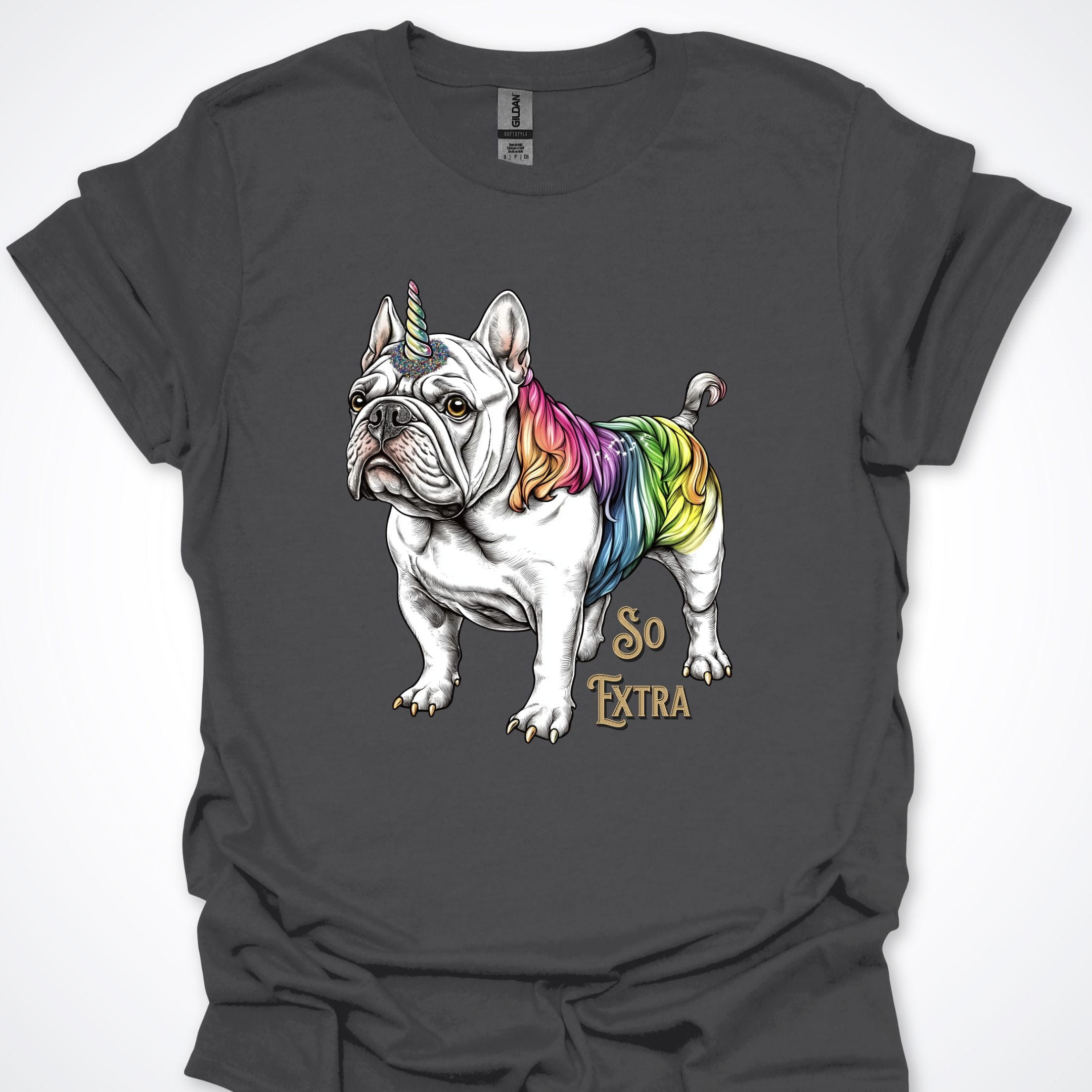 T-Shirt Charcoal / S So Extra Unicorn French Bulldog Premium Unisex T-Shirt ReallyintoDogs