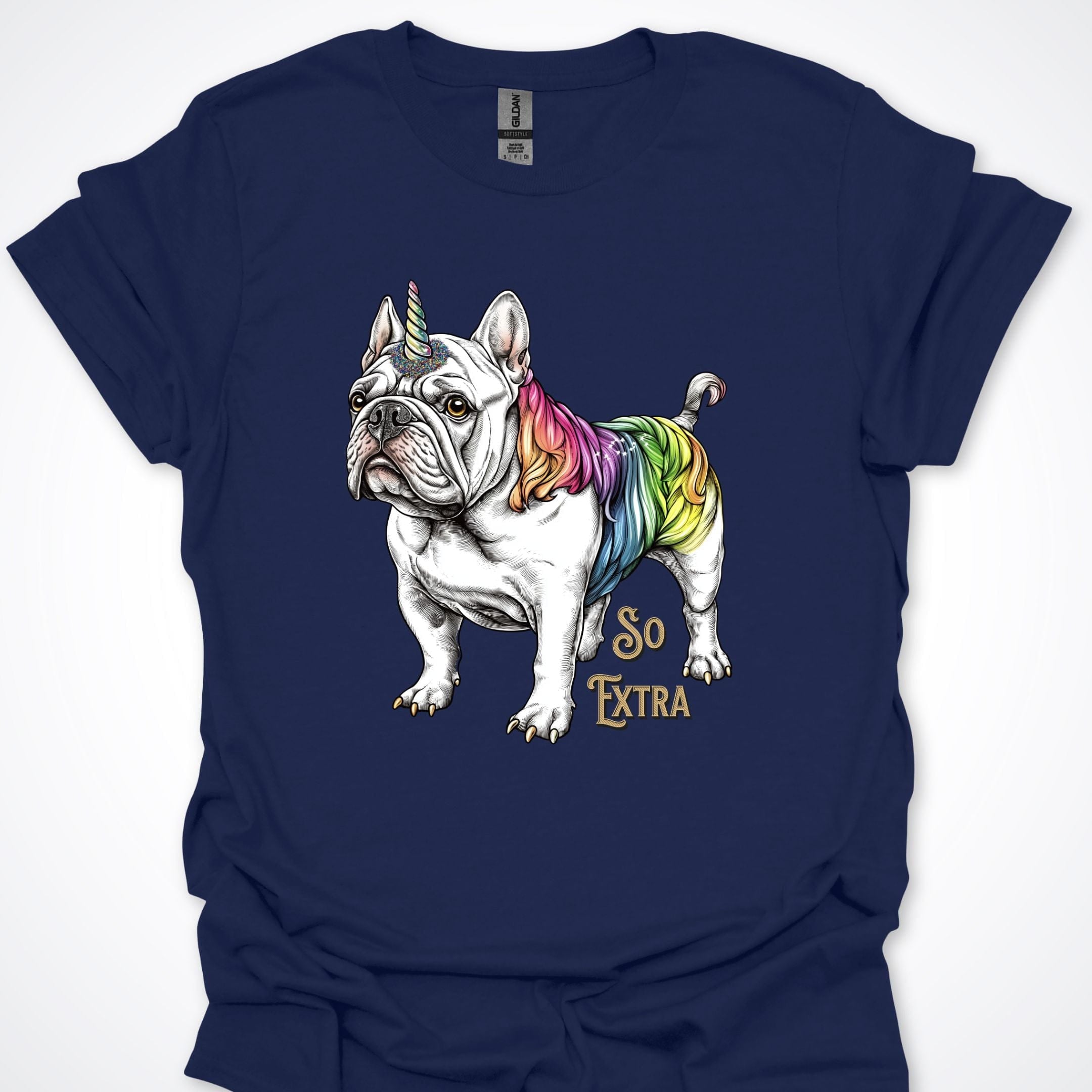 T-Shirt Navy / S So Extra Unicorn French Bulldog Premium Unisex T-Shirt ReallyintoDogs